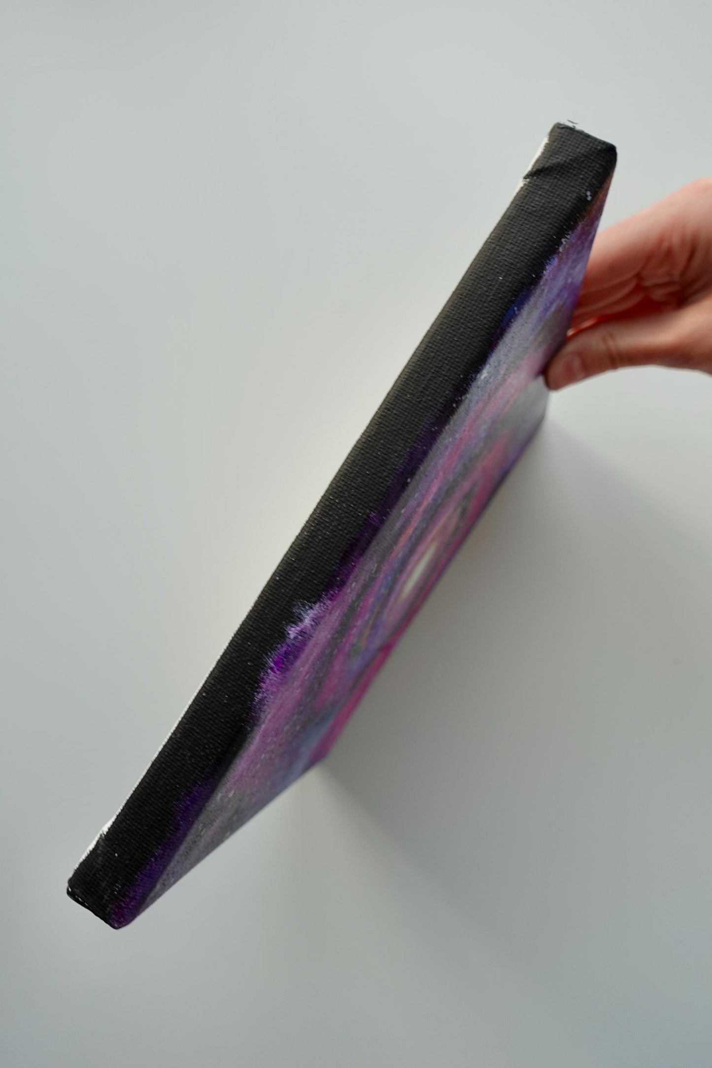 Galactic Spiral Acrylic Painting: Purple Pink Nebula, 8x8 Canvas