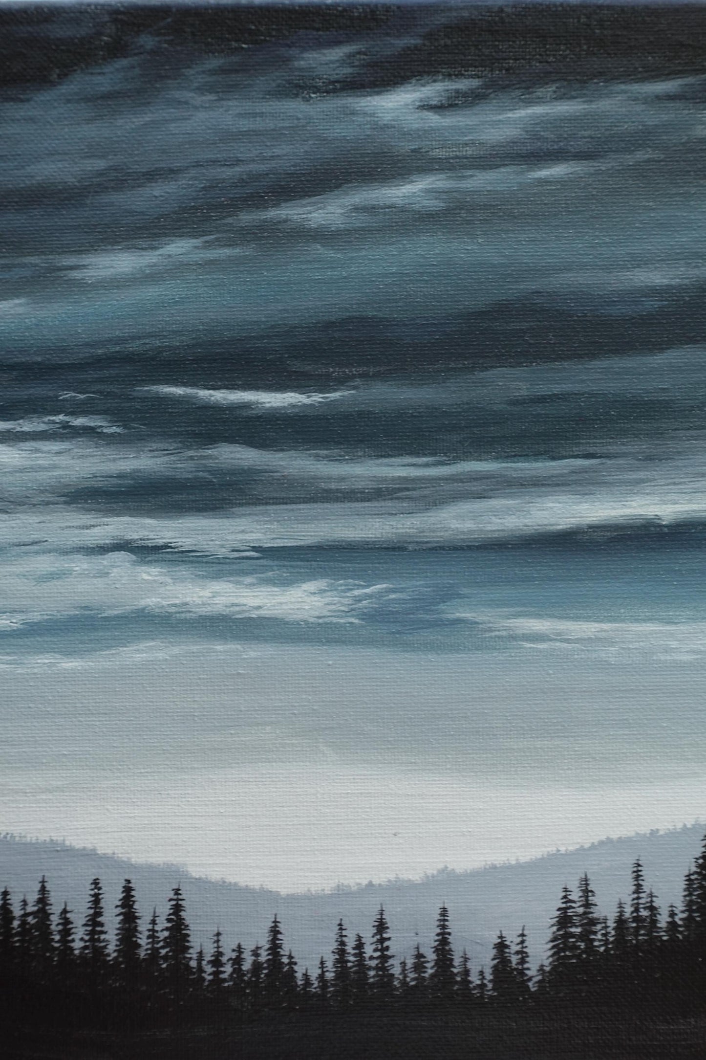 Stormy Twilight Painting: Original Acrylic Landscape, 8x10 Canvas