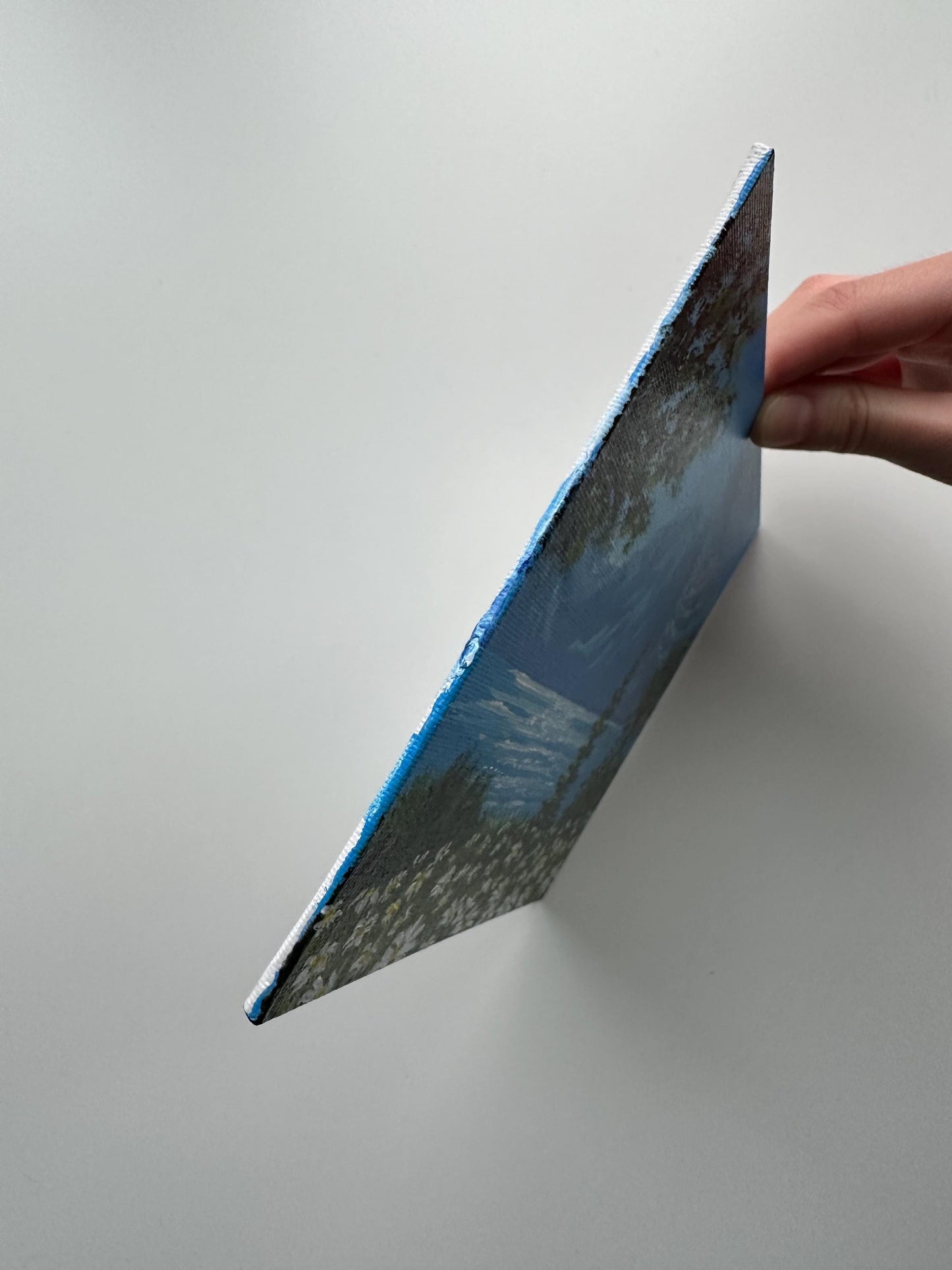 Original Mountain Landscape Painting - 6”x8” Acrylic on Canvas Board - Wildflower Meadow & Lake Scene