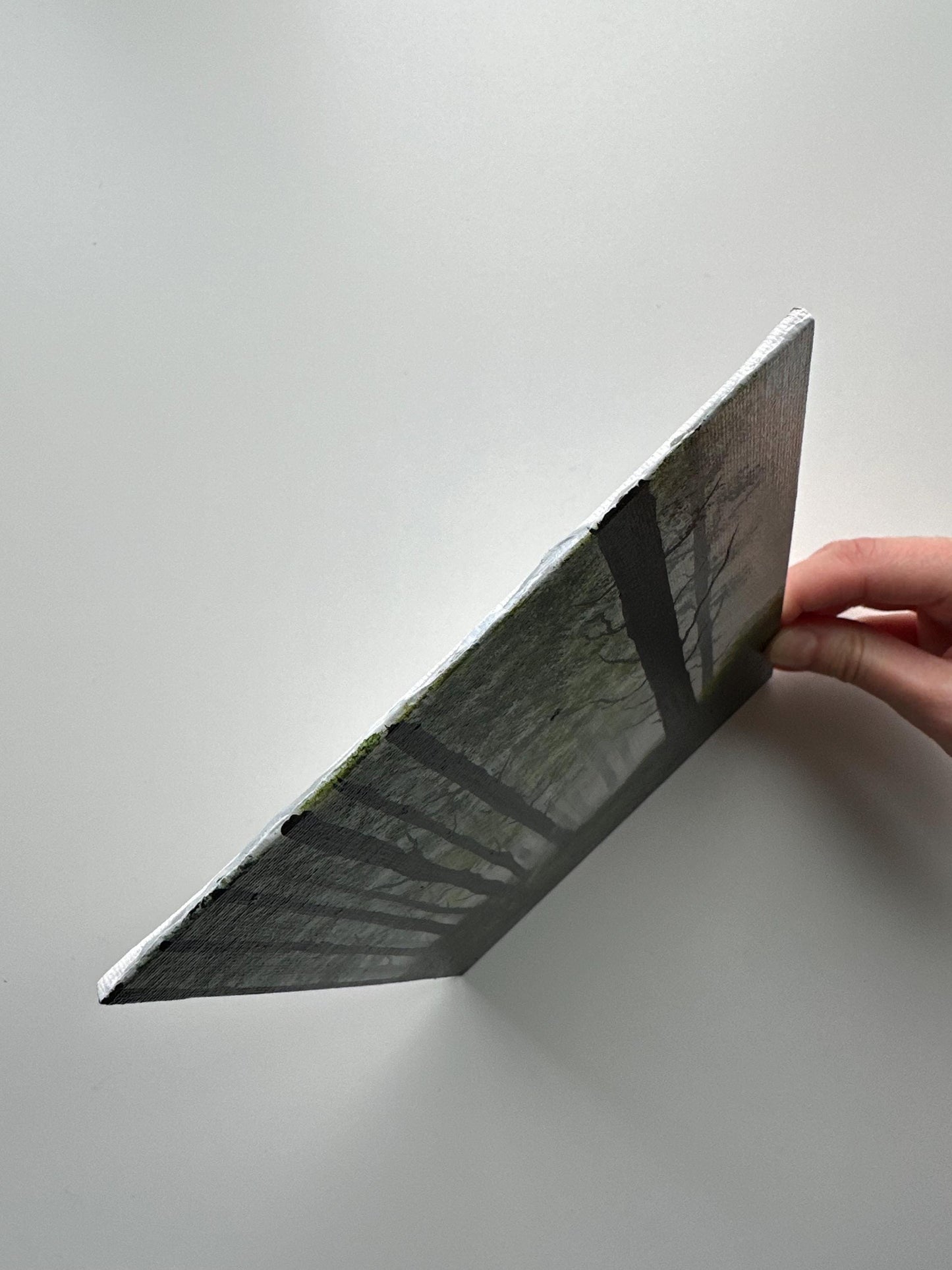 Misty Forest Light - 6x8” Original Acrylic Painting | Vertical Woodland Wall Art