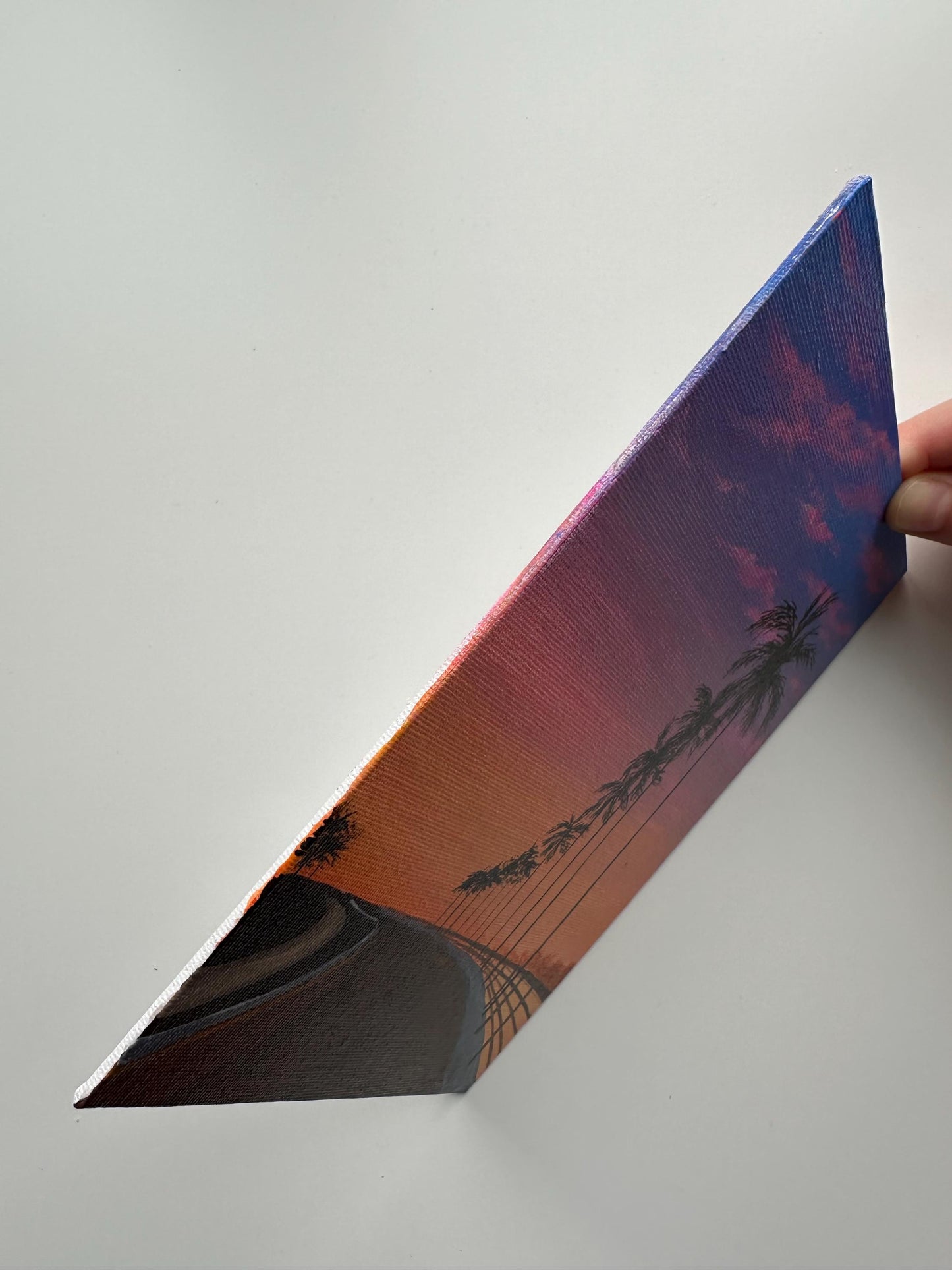 Sunset Palms - 6x8” Original Acrylic Painting | Tropical Road Wall Art