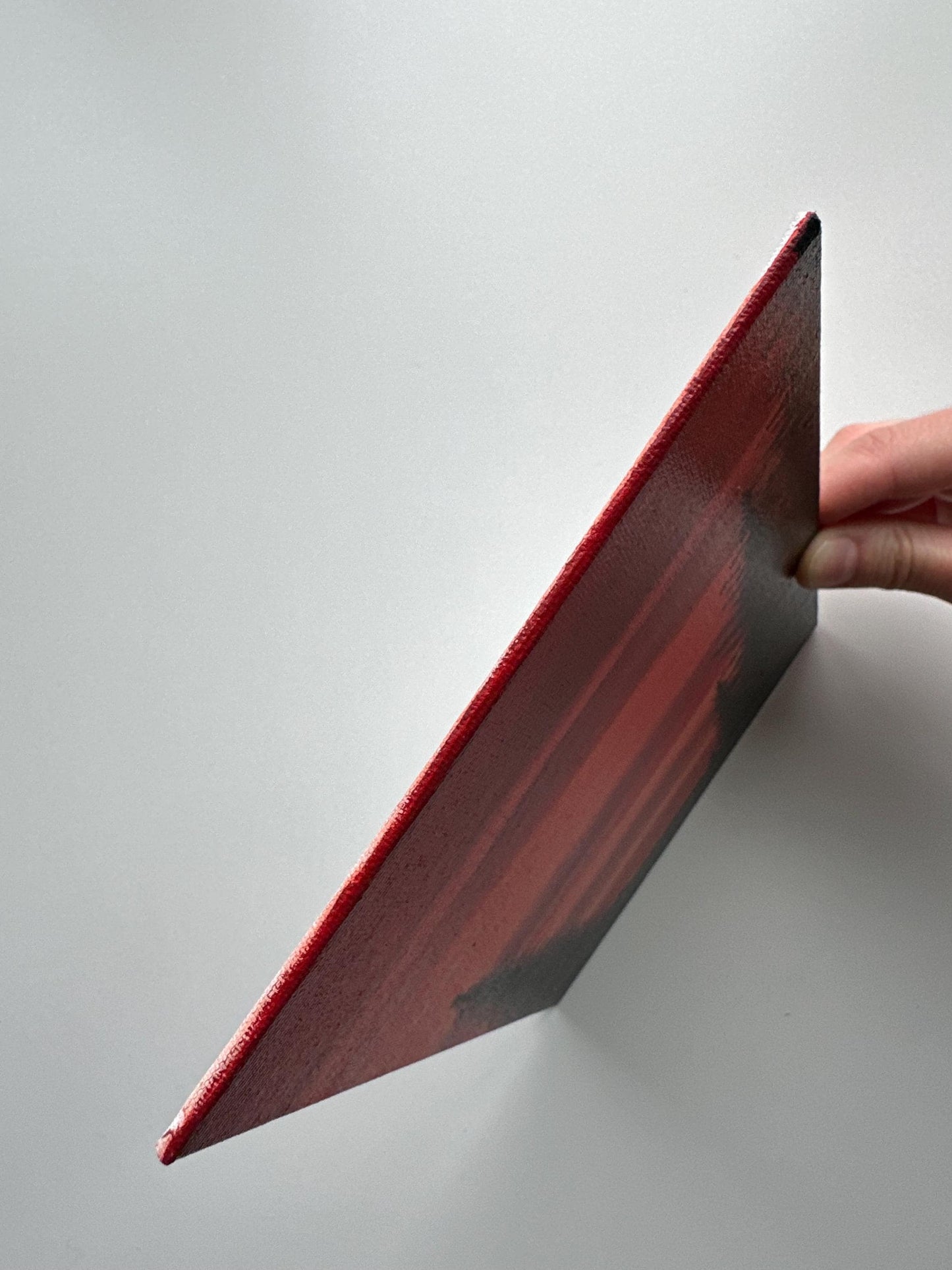 Scarlet Pines - 6x8” Original Acrylic Painting | Red Sunset Forest Wall Art