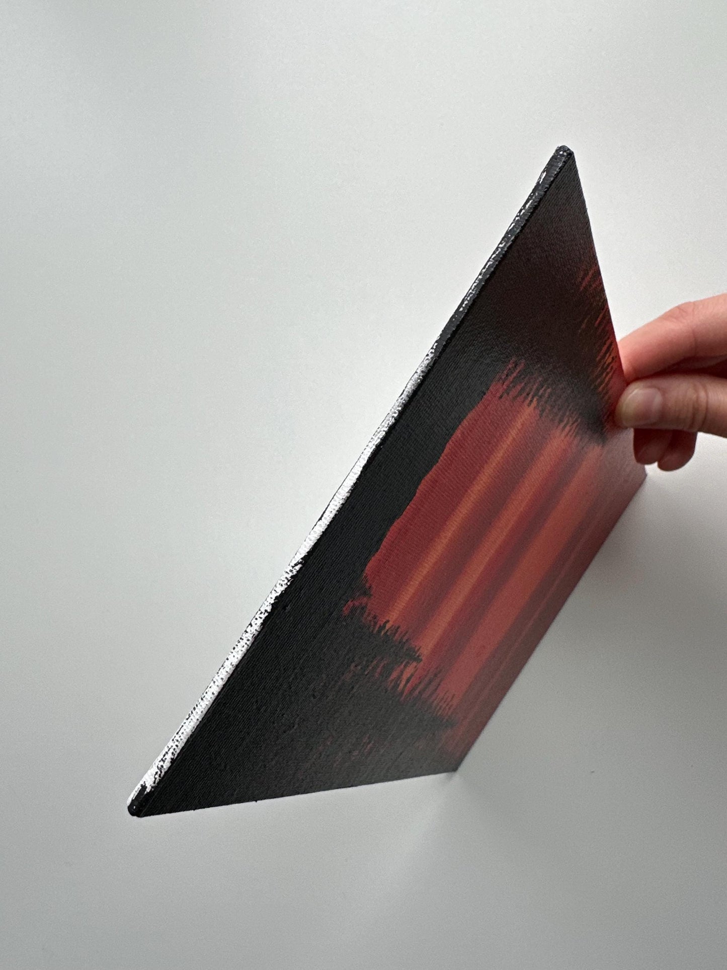 Scarlet Pines - 6x8” Original Acrylic Painting | Red Sunset Forest Wall Art