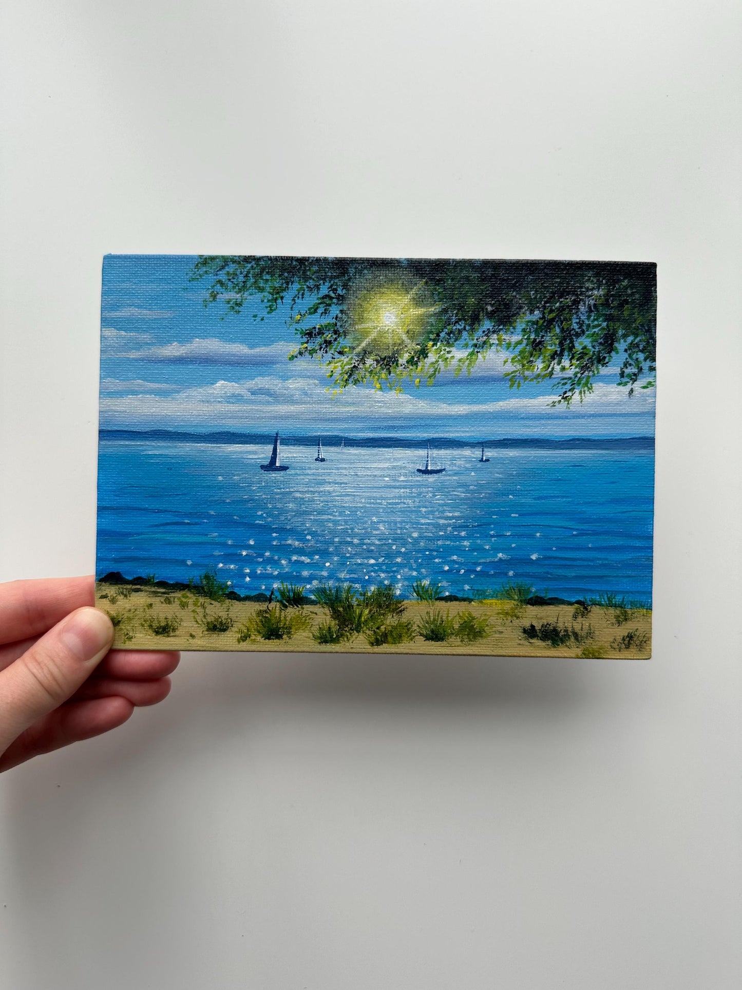 Sparkling Waters - 5x7” Original Acrylic Painting | Ocean Coastal Wall Art