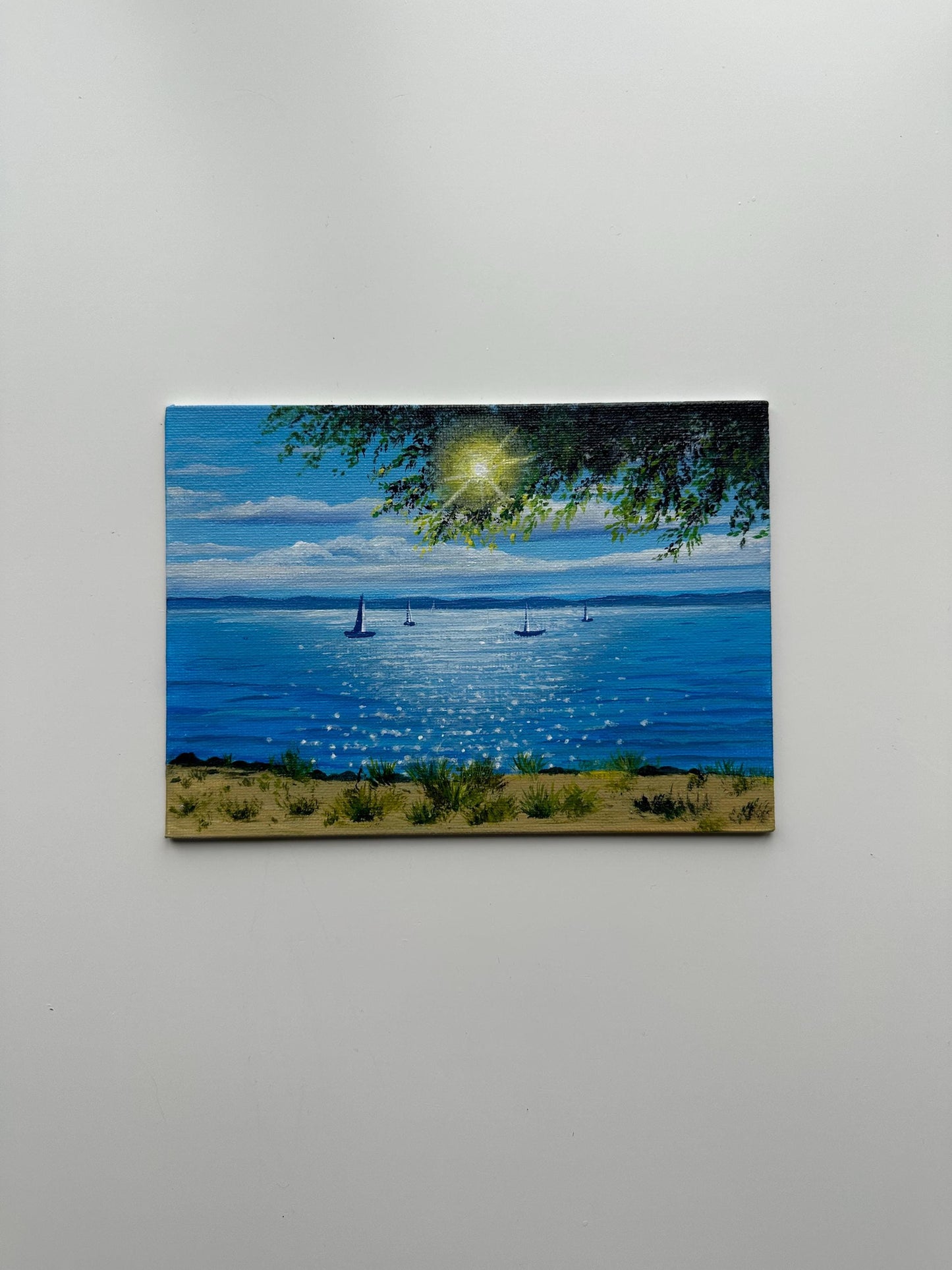 Sparkling Waters - 5x7” Original Acrylic Painting | Ocean Coastal Wall Art