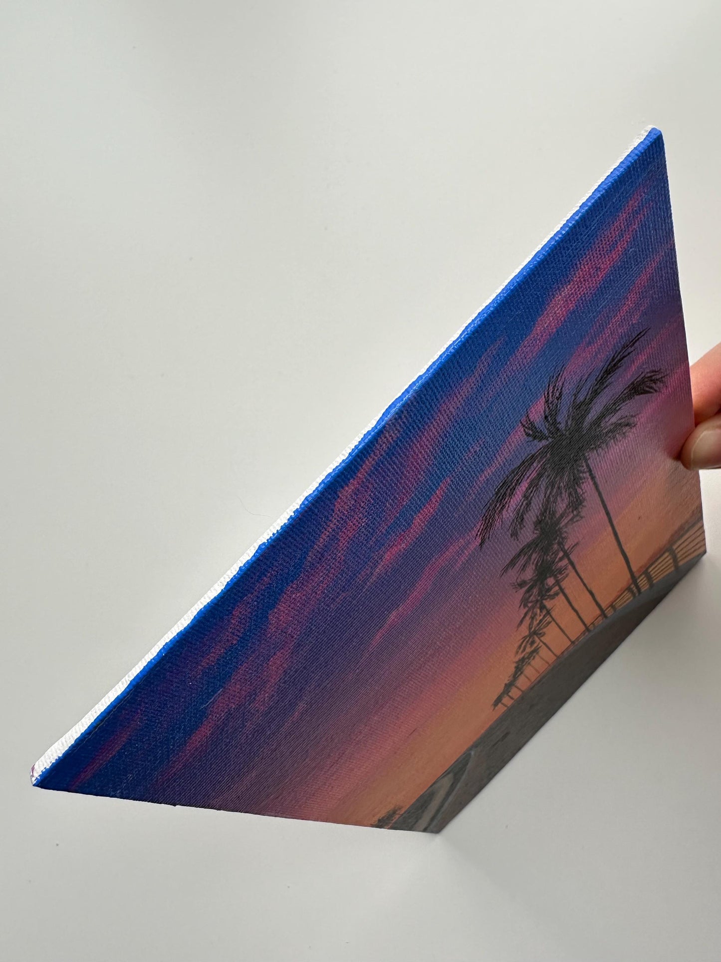Sunset Palms - 6x8” Original Acrylic Painting | Tropical Road Wall Art