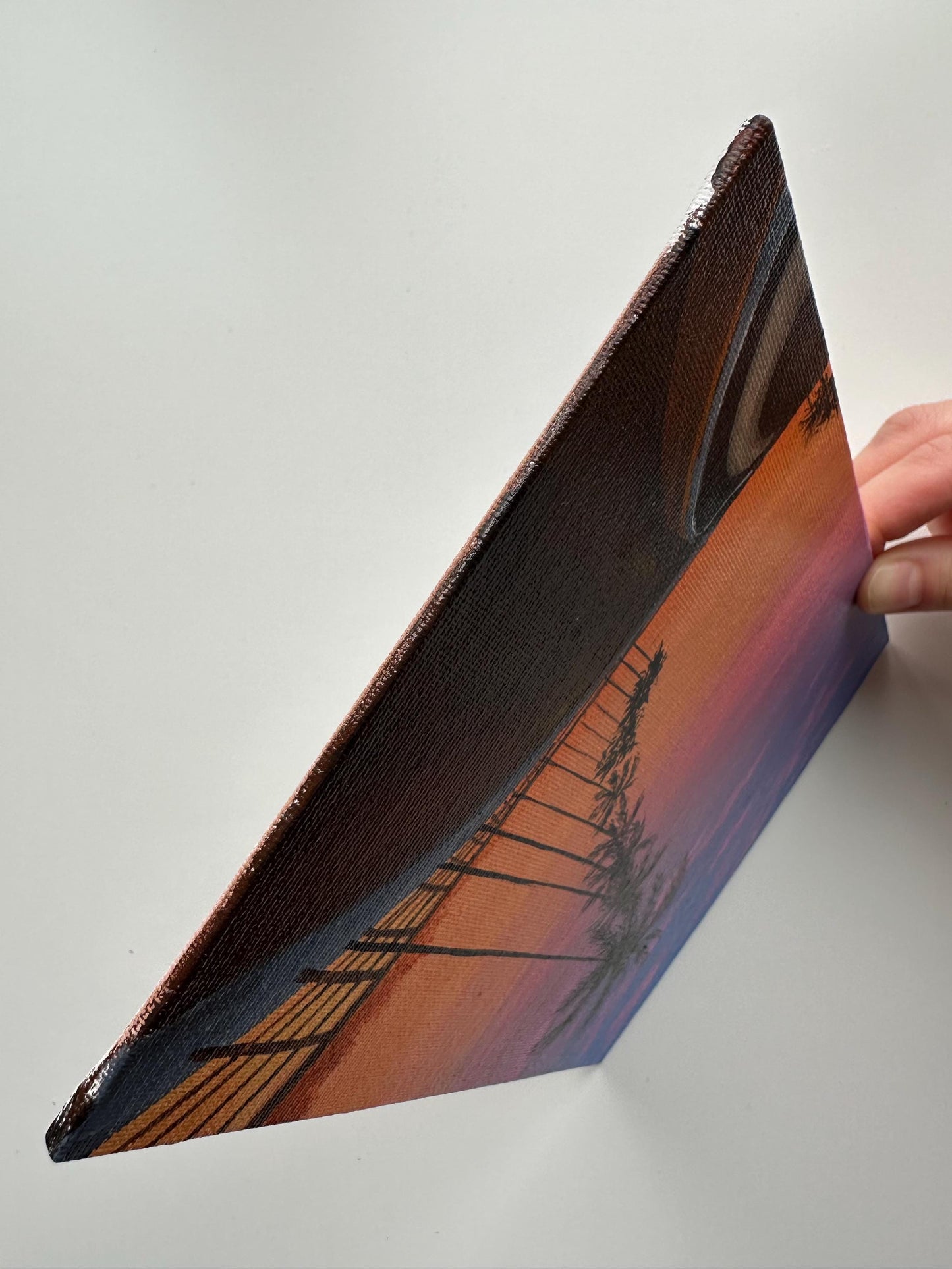 Sunset Palms - 6x8” Original Acrylic Painting | Tropical Road Wall Art