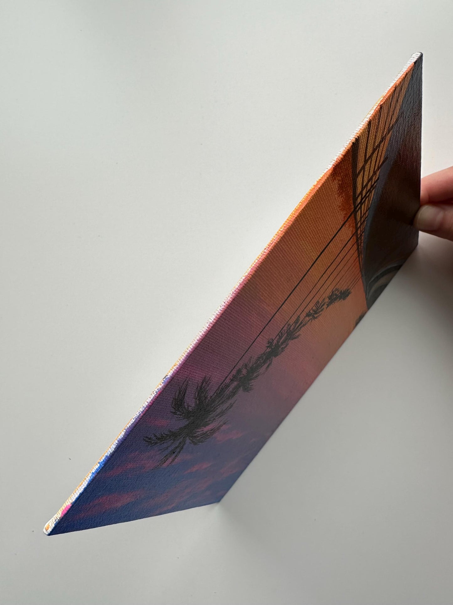 Sunset Palms - 6x8” Original Acrylic Painting | Tropical Road Wall Art