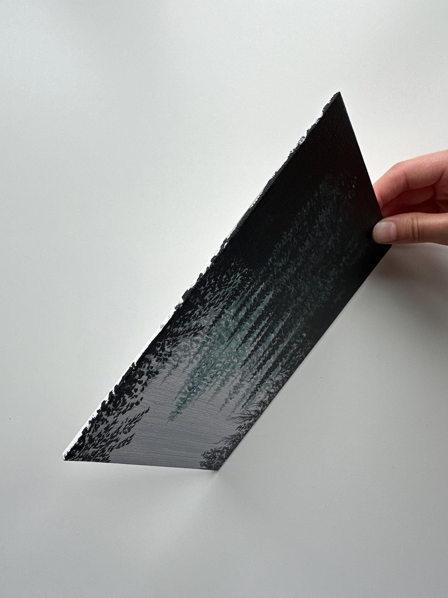 Misty Forest Layers – Original Acrylic Painting on Canvas Board 6”x8”