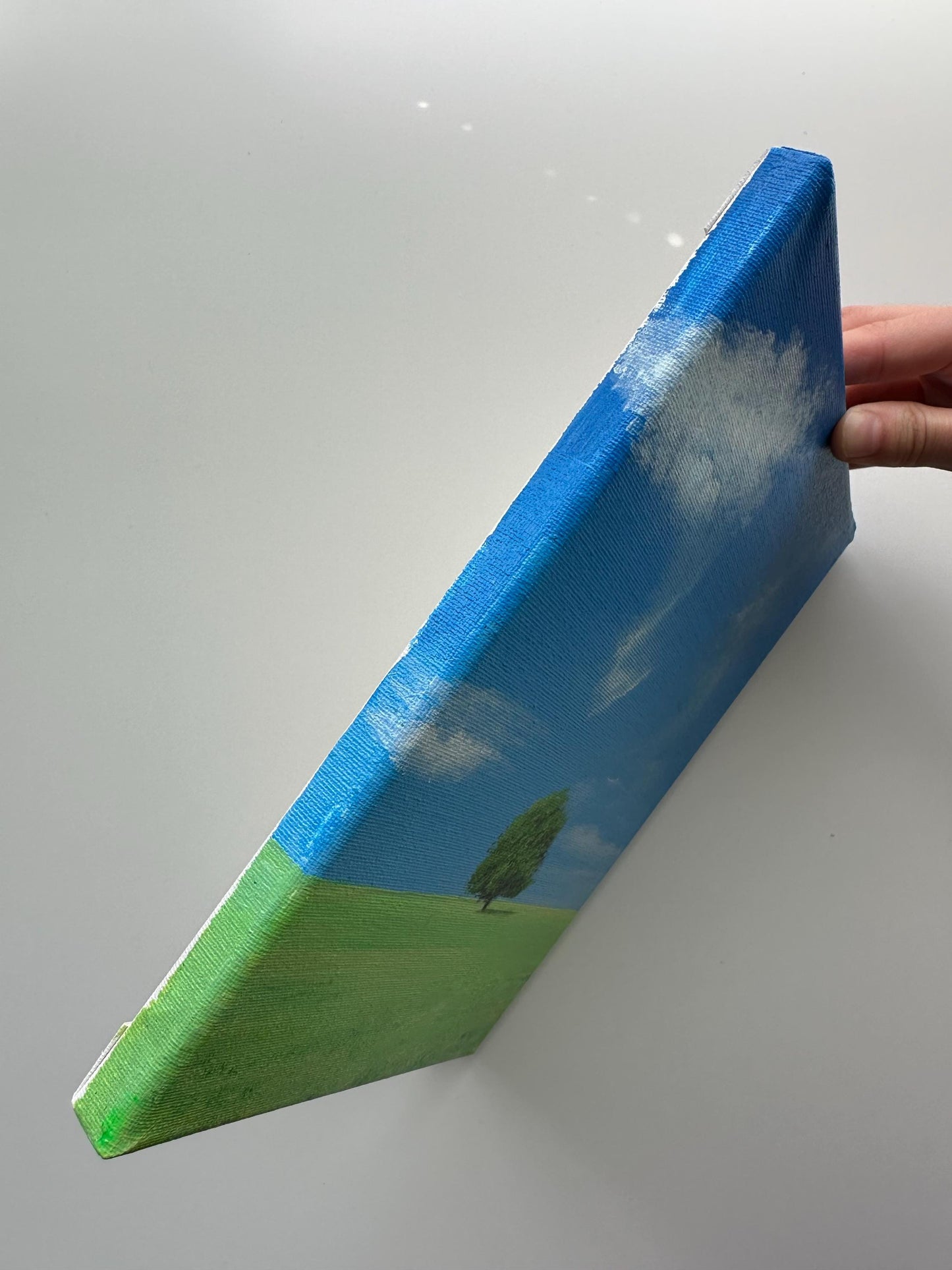 Endless Blue Meadow Landscape – Original Acrylic Painting, 8×10 inch on Stretched Canvas