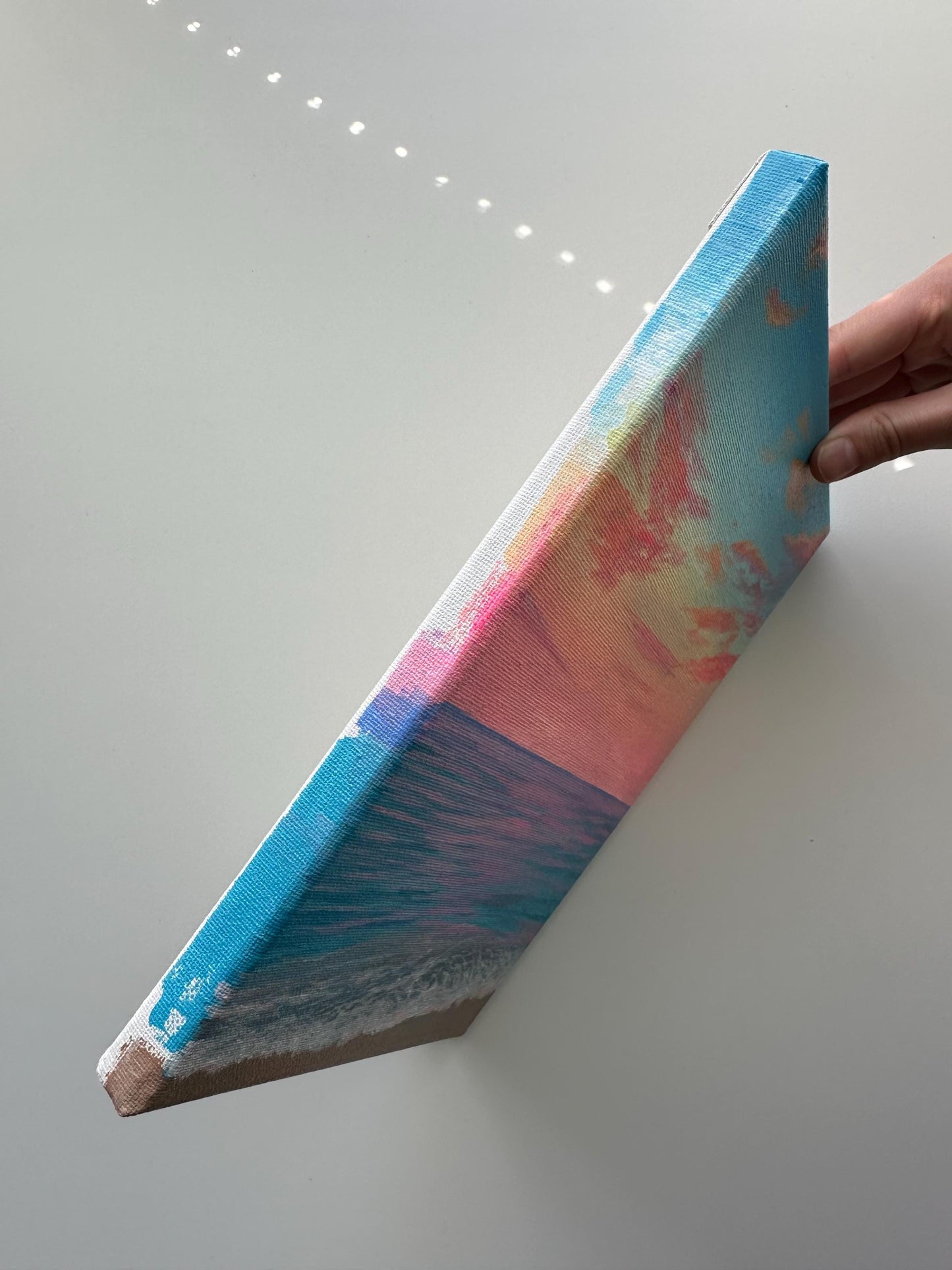 Soft Pastel Beach Sunset Sky – Original Acrylic Painting, 8×10 inch on Stretched Canvas