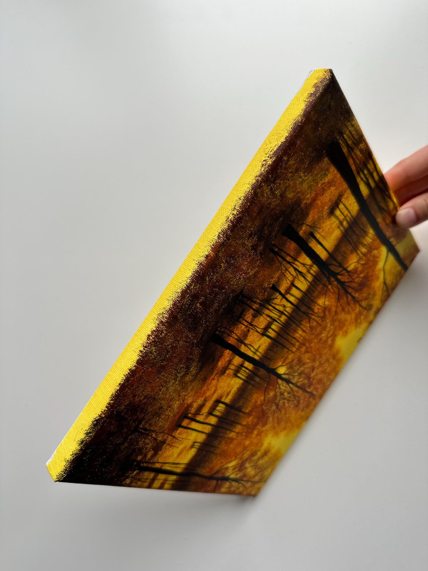 Golden Autumn Forest Glow – Original Acrylic Painting, 10×8 inch on Canvas