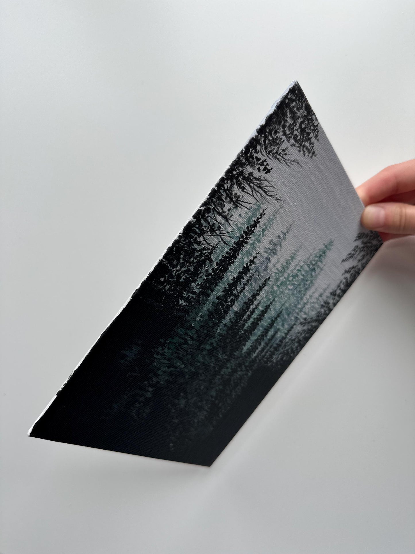 Misty Forest Layers – Original Acrylic Painting on Canvas Board 6”x8”