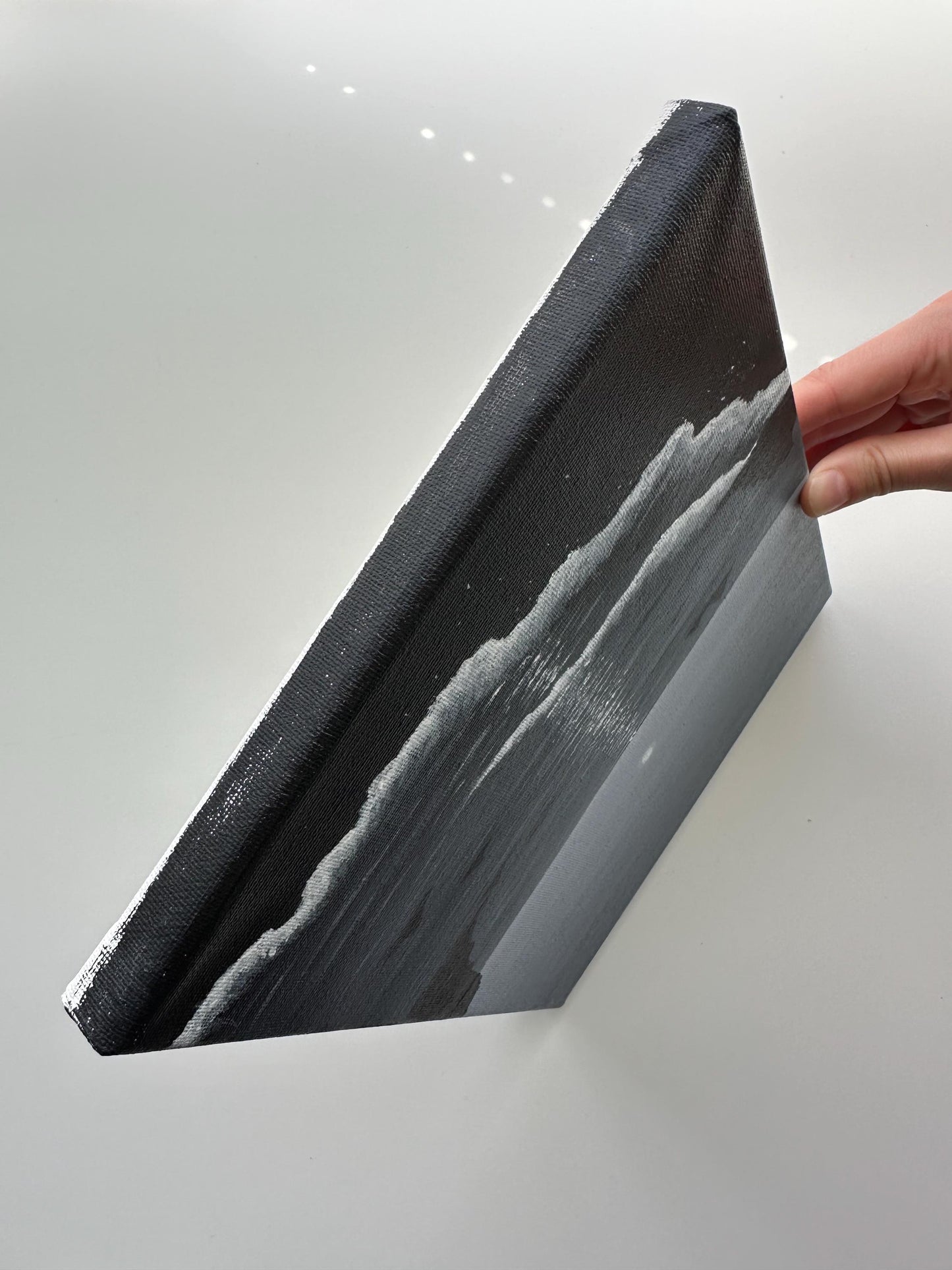 Moonlit Ocean Coast at Night – Original Acrylic Painting, 8×10 inch on Stretched Canvas