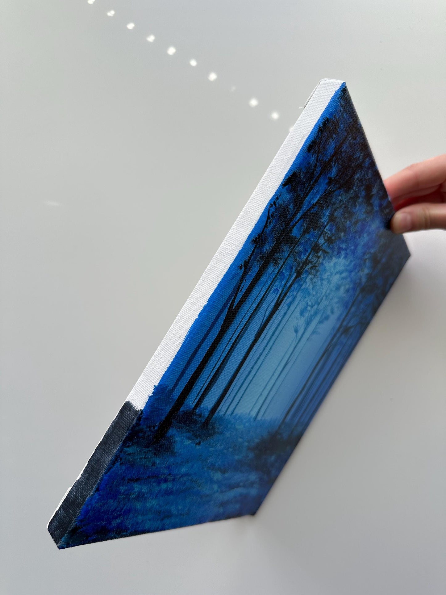 Mystic Blue Forest Glow – Original Acrylic Painting, 8×10 inch on Canvas