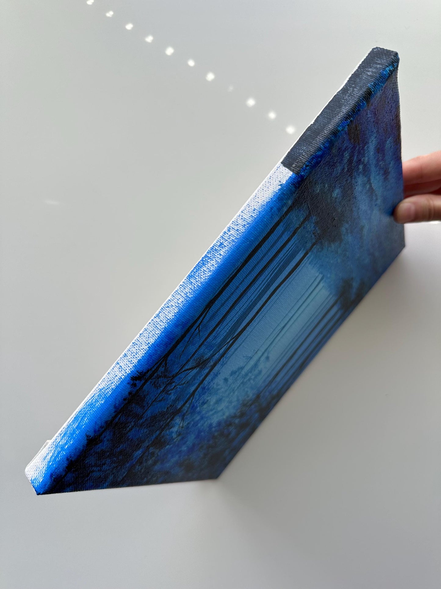 Mystic Blue Forest Glow – Original Acrylic Painting, 8×10 inch on Canvas