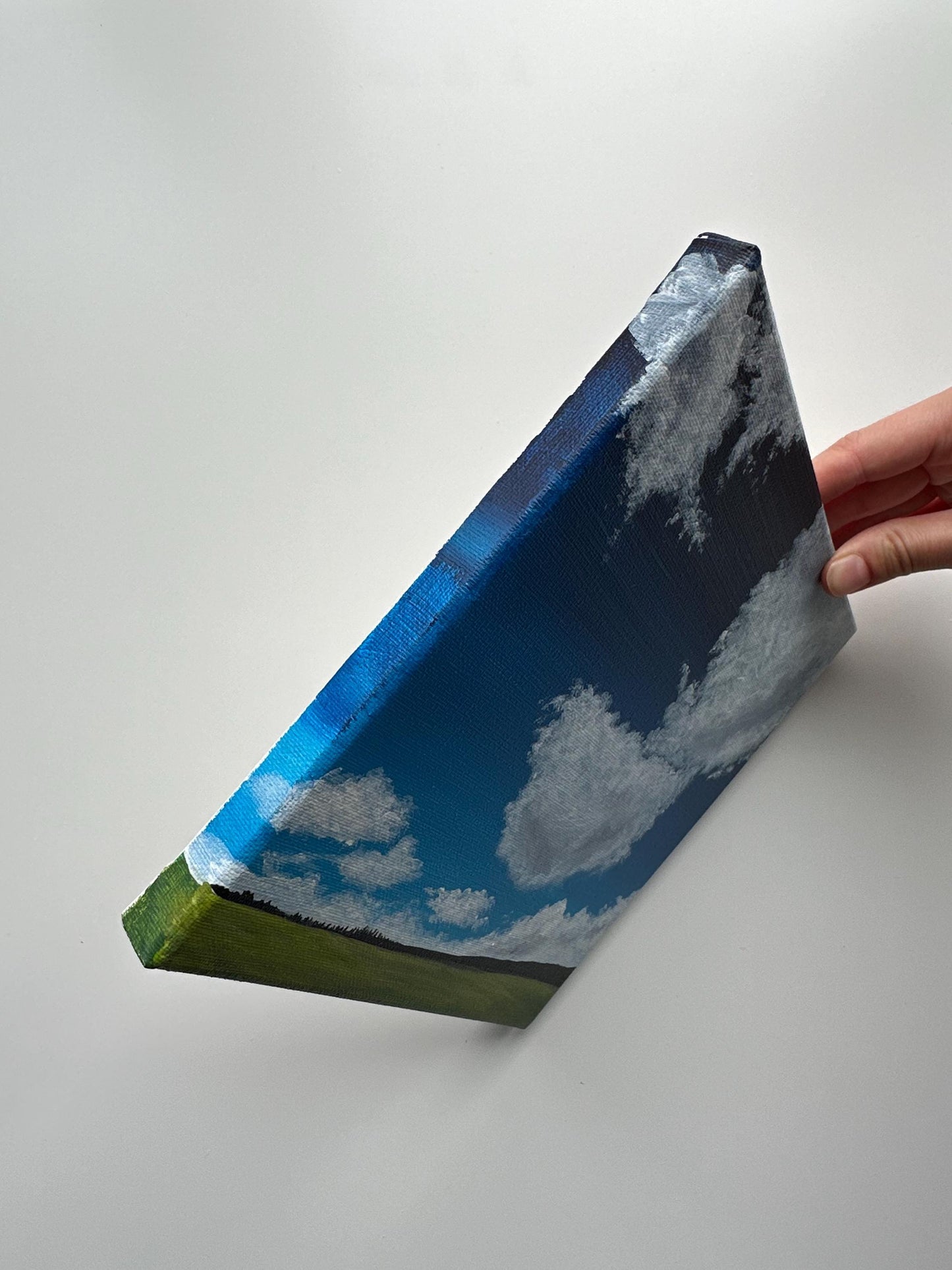 Big Sky and Rolling Field – Original Acrylic Painting, 8×8 inch on Canvas