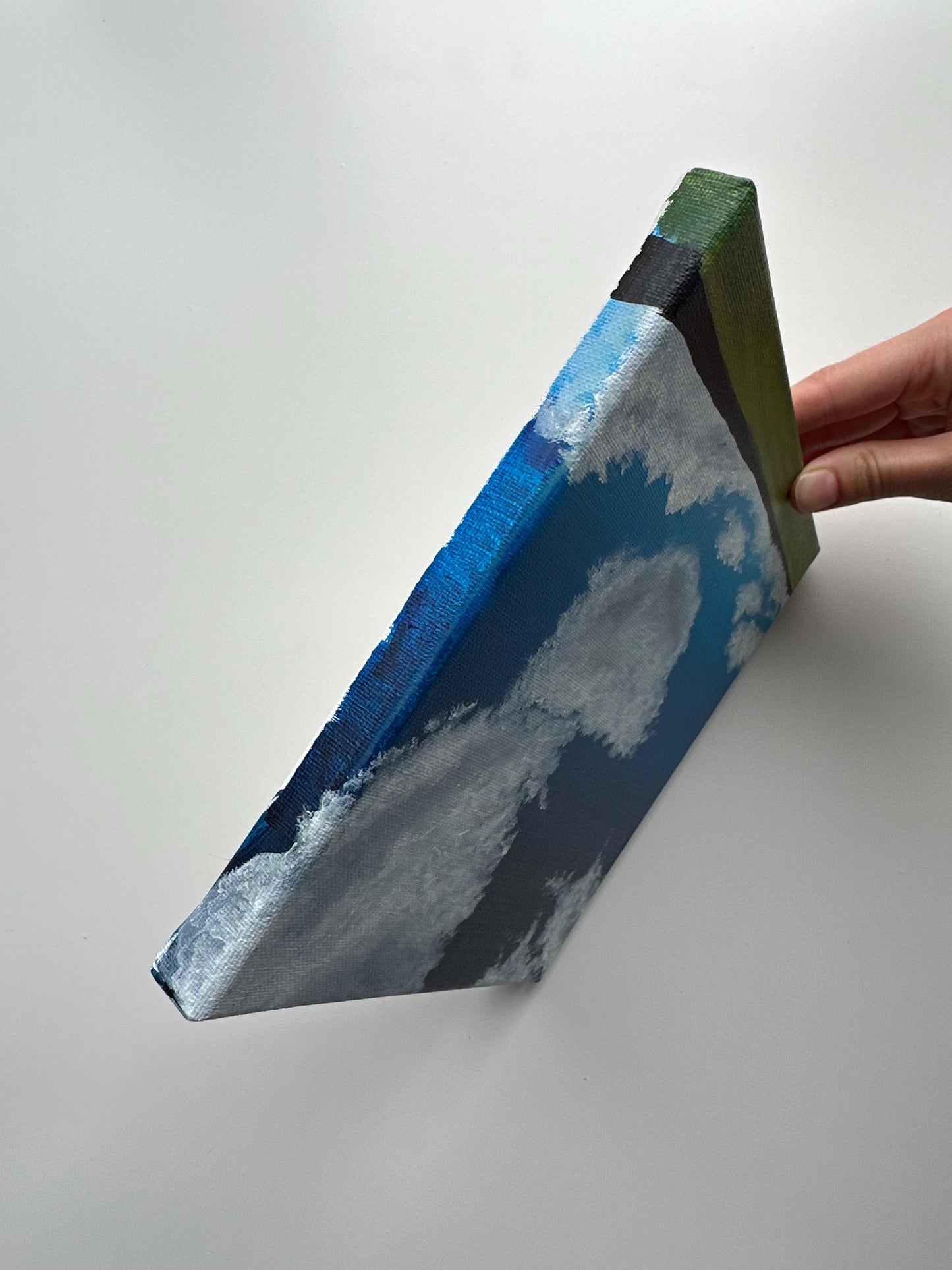 Big Sky and Rolling Field – Original Acrylic Painting, 8×8 inch on Canvas