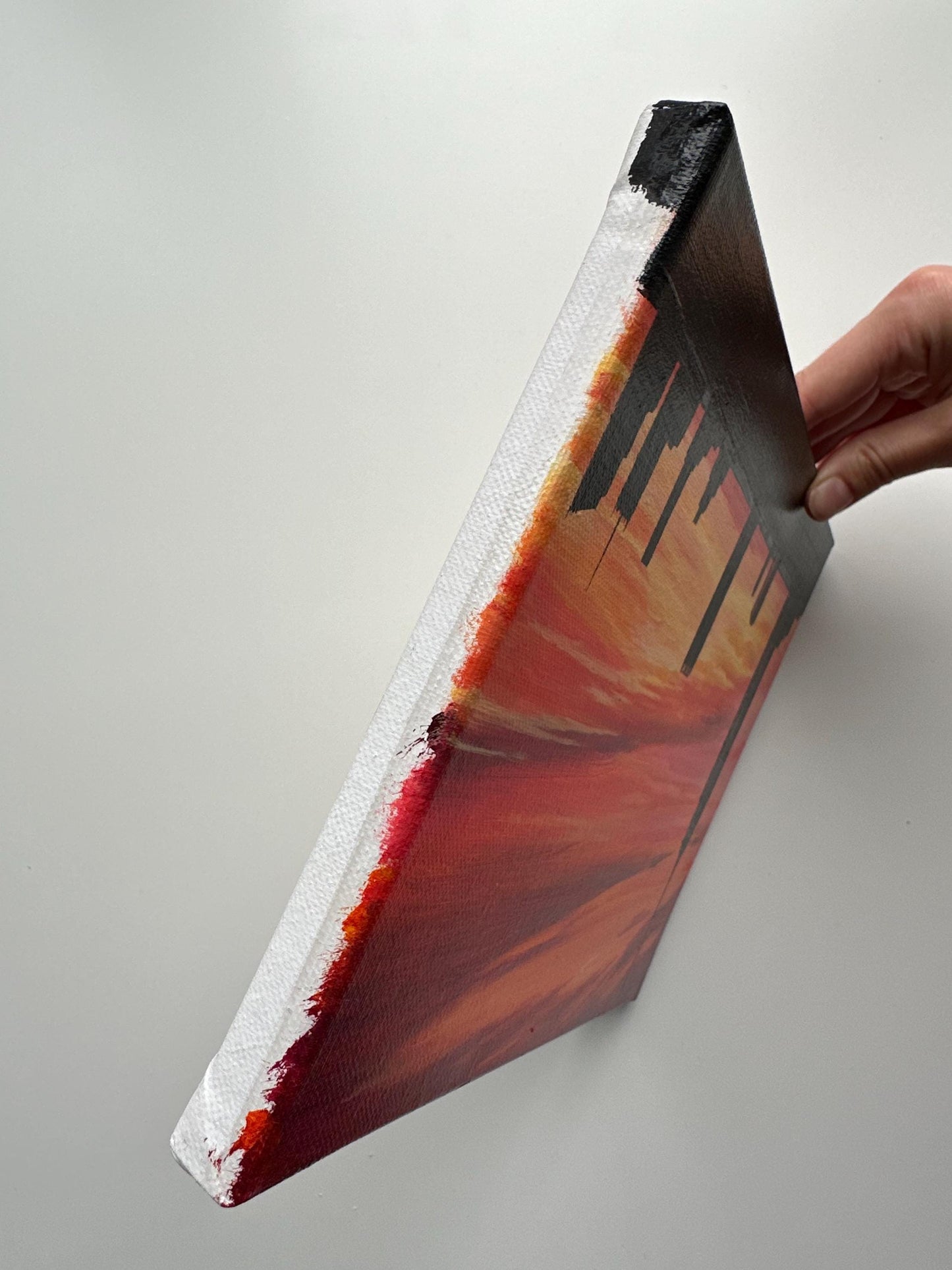 City Sunset Skyline – Original Acrylic Painting, 10×8 inch on Canvas