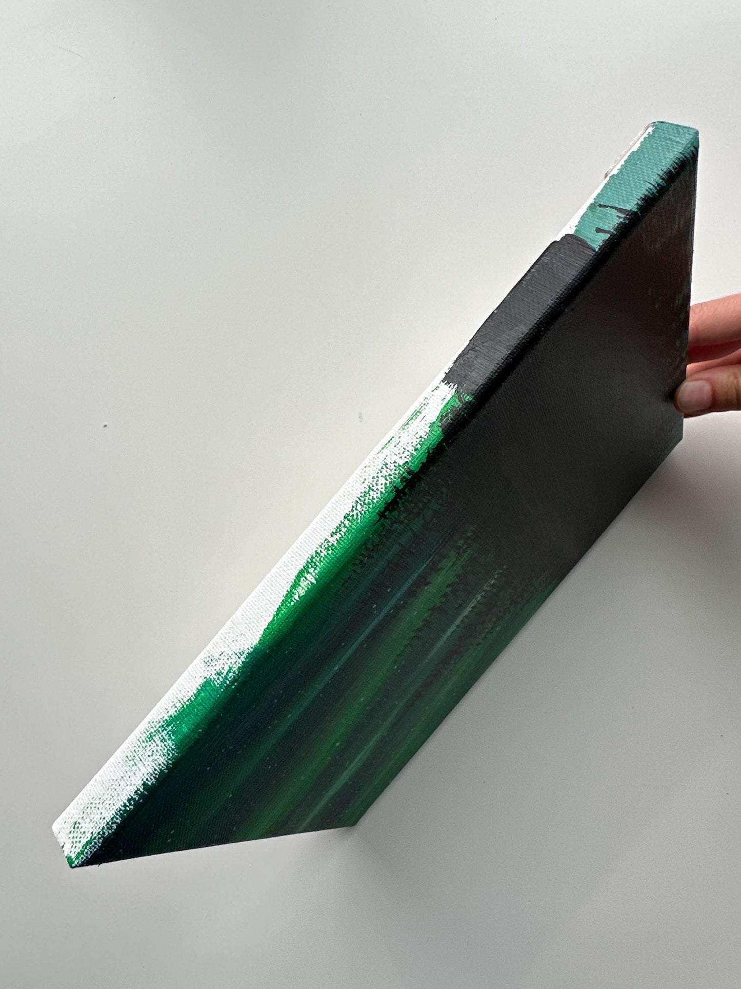 Northern Lights Reflections – 8x10 Original Acrylic Aurora Landscape