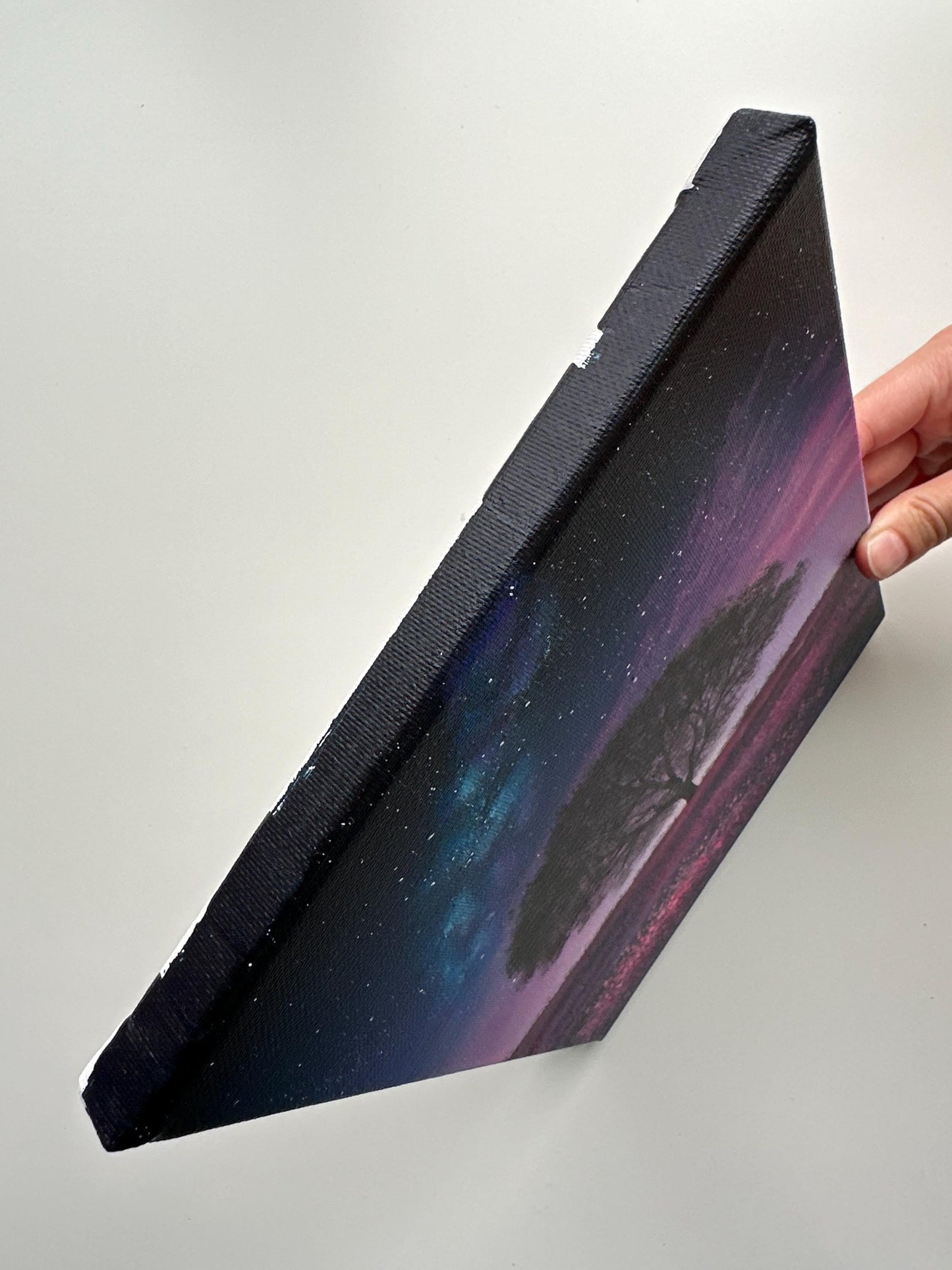 Starry Night Over Wildflower Field – 8x10 Original Acrylic Tree Painting