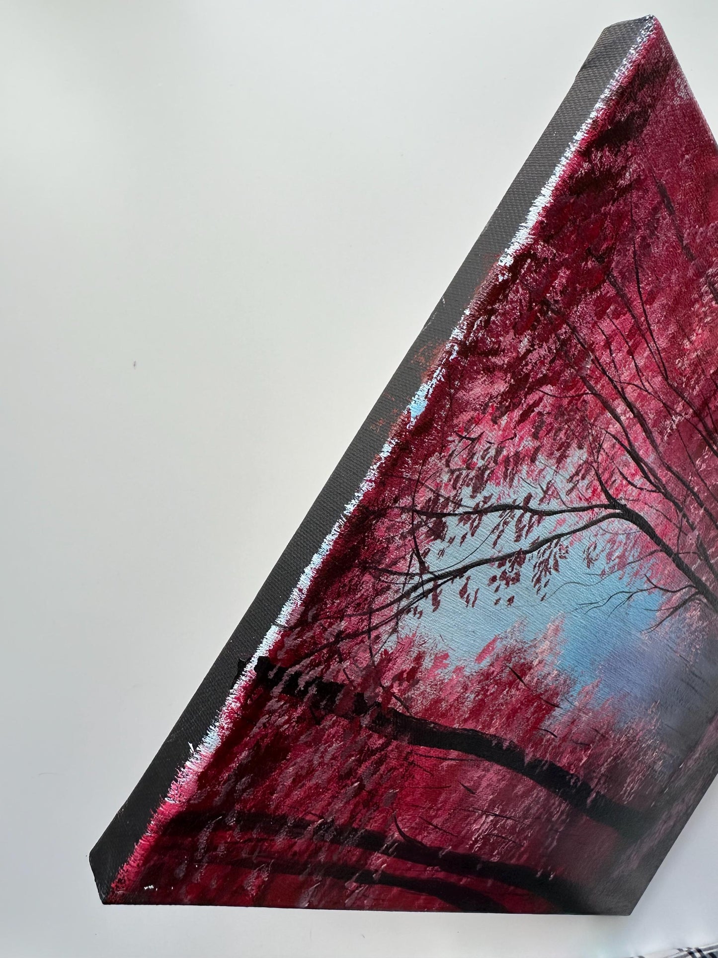 Crimson Silence – Enchanted Forest Acrylic Painting on 11x14 Canvas