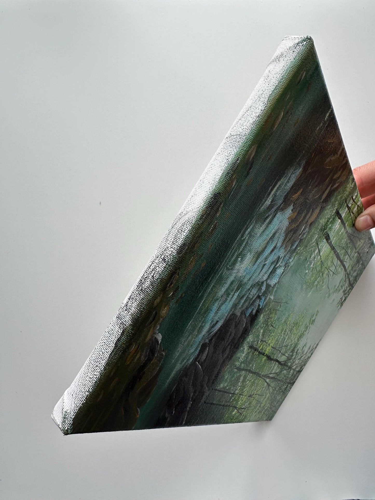Original Forest Stream Acrylic Painting - 9x12 Nature Wall Art