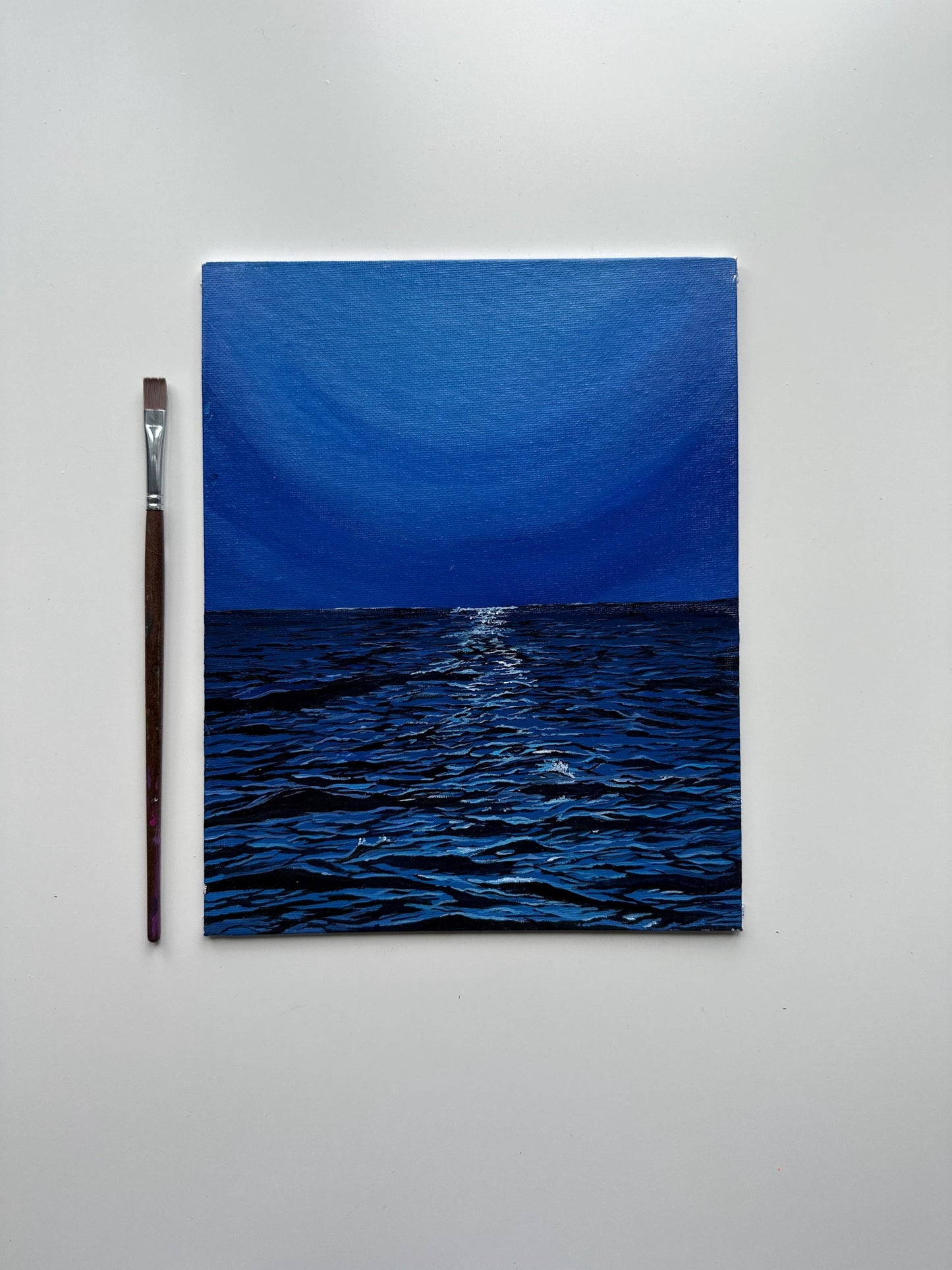 Ocean Glow – Original 8x10 Acrylic Seascape on Canvas Board