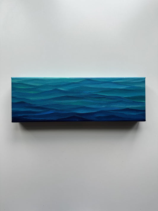 Quiet Currents – Original 4x12 Gallery Wrapped Acrylic Ocean Painting
