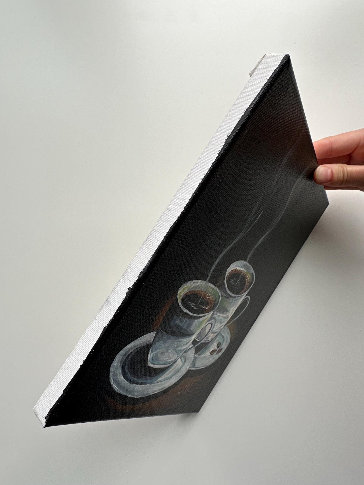 Two Cups of Coffee – Original 8x10 Acrylic Painting for Coffee Lovers