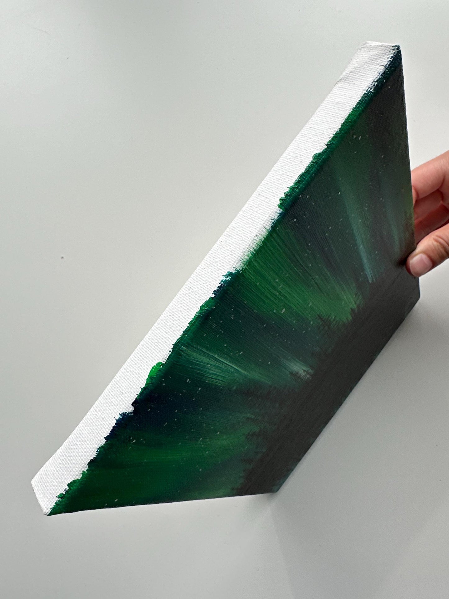 Northern Lights Reflections – 8x10 Original Acrylic Aurora Landscape