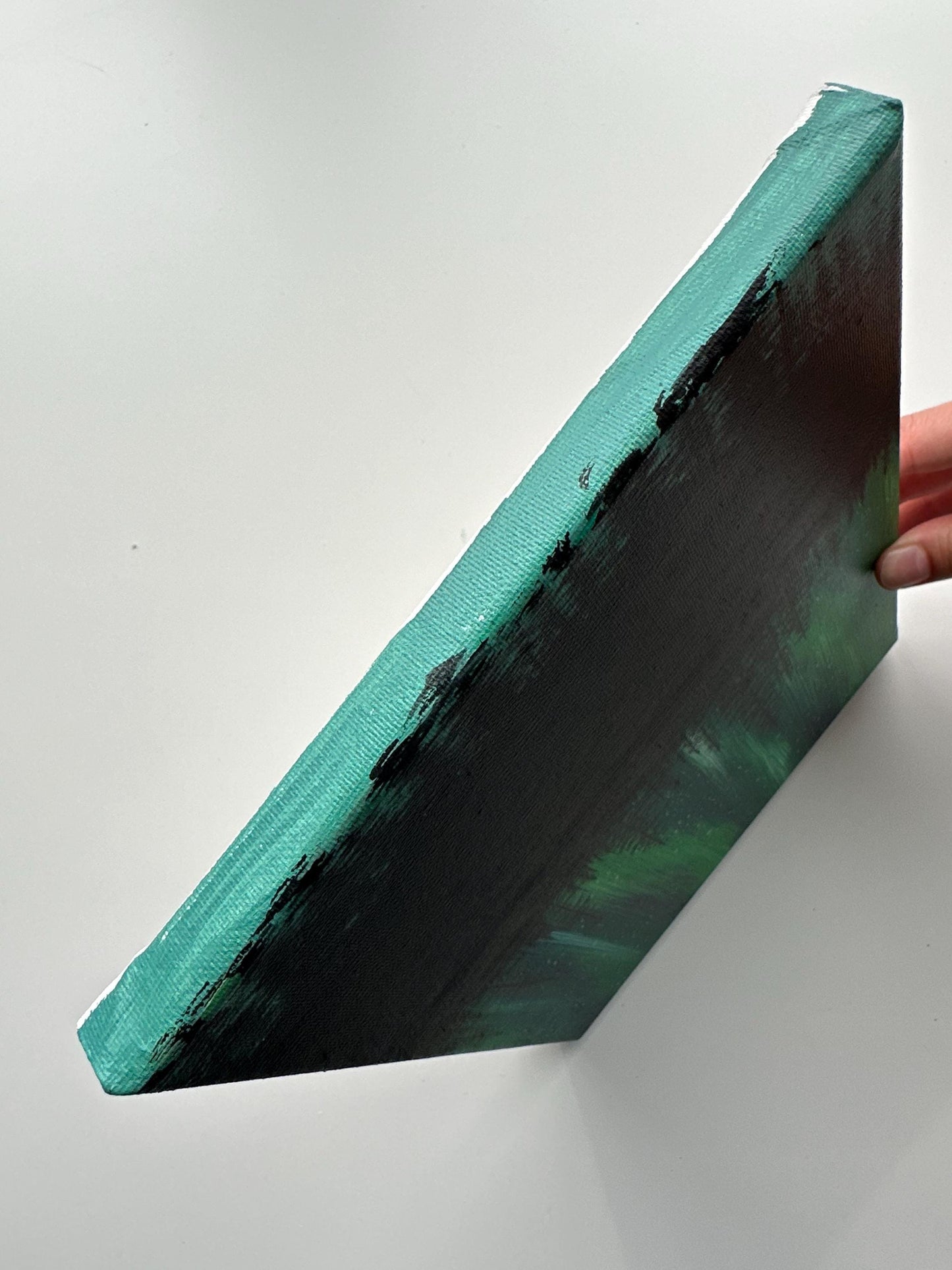 Northern Lights Reflections – 8x10 Original Acrylic Aurora Landscape