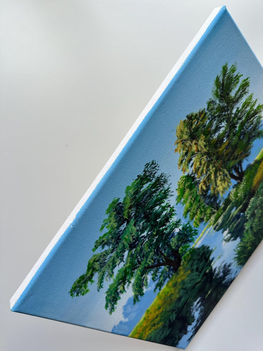 Whispering Greens – Summer Trees and River Landscape on 11x14 Canvas