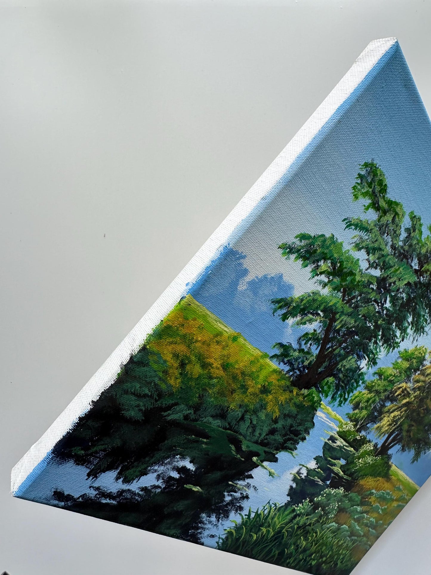 Whispering Greens – Summer Trees and River Landscape on 11x14 Canvas