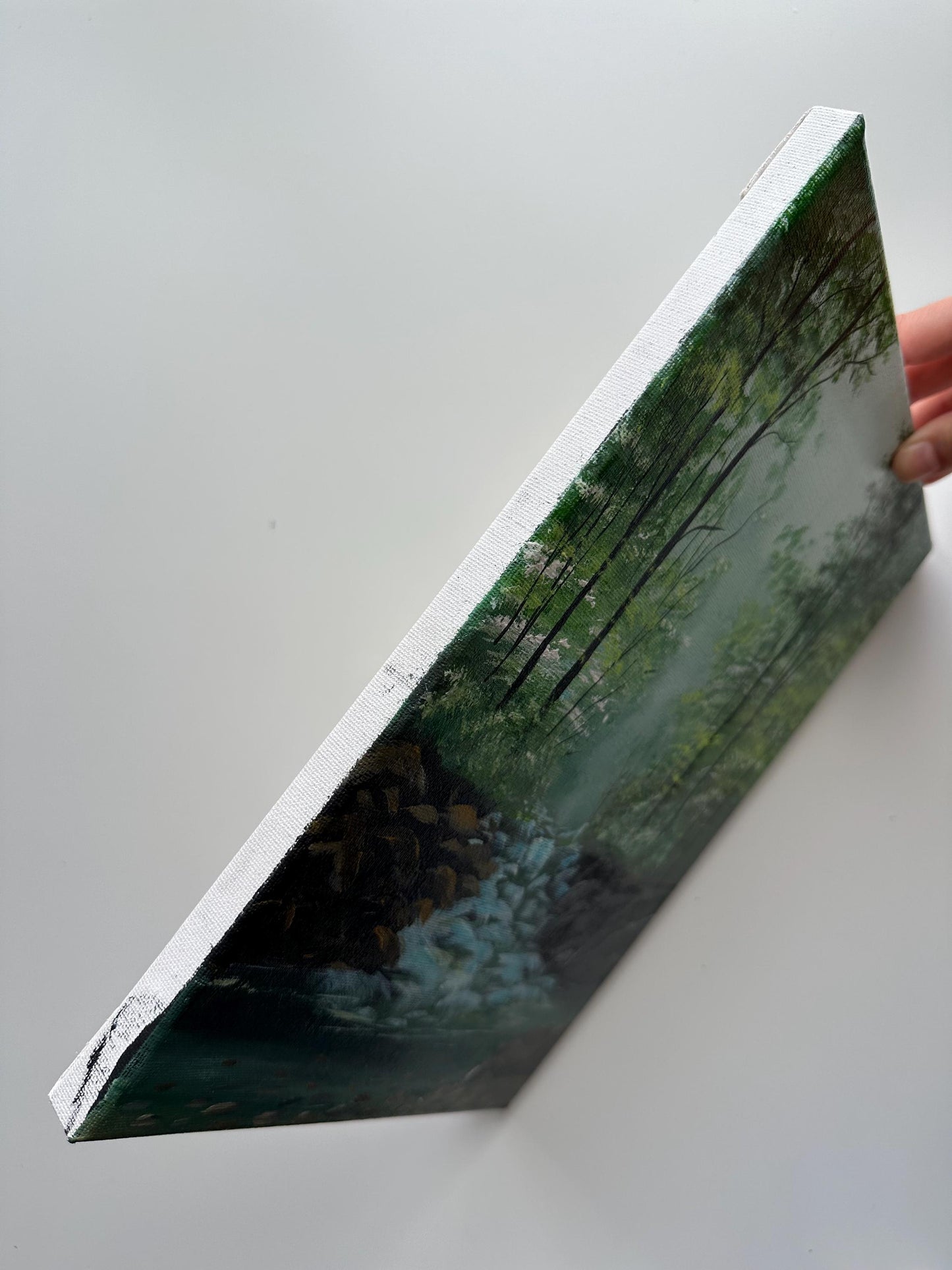 Original Forest Stream Acrylic Painting - 9x12 Nature Wall Art