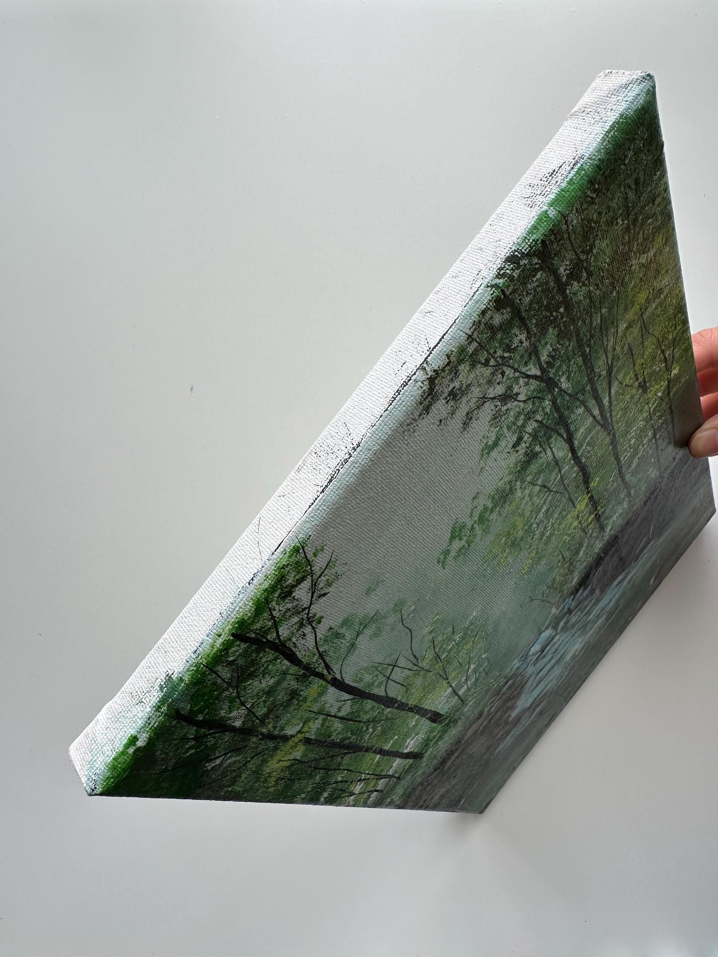Original Forest Stream Acrylic Painting - 9x12 Nature Wall Art