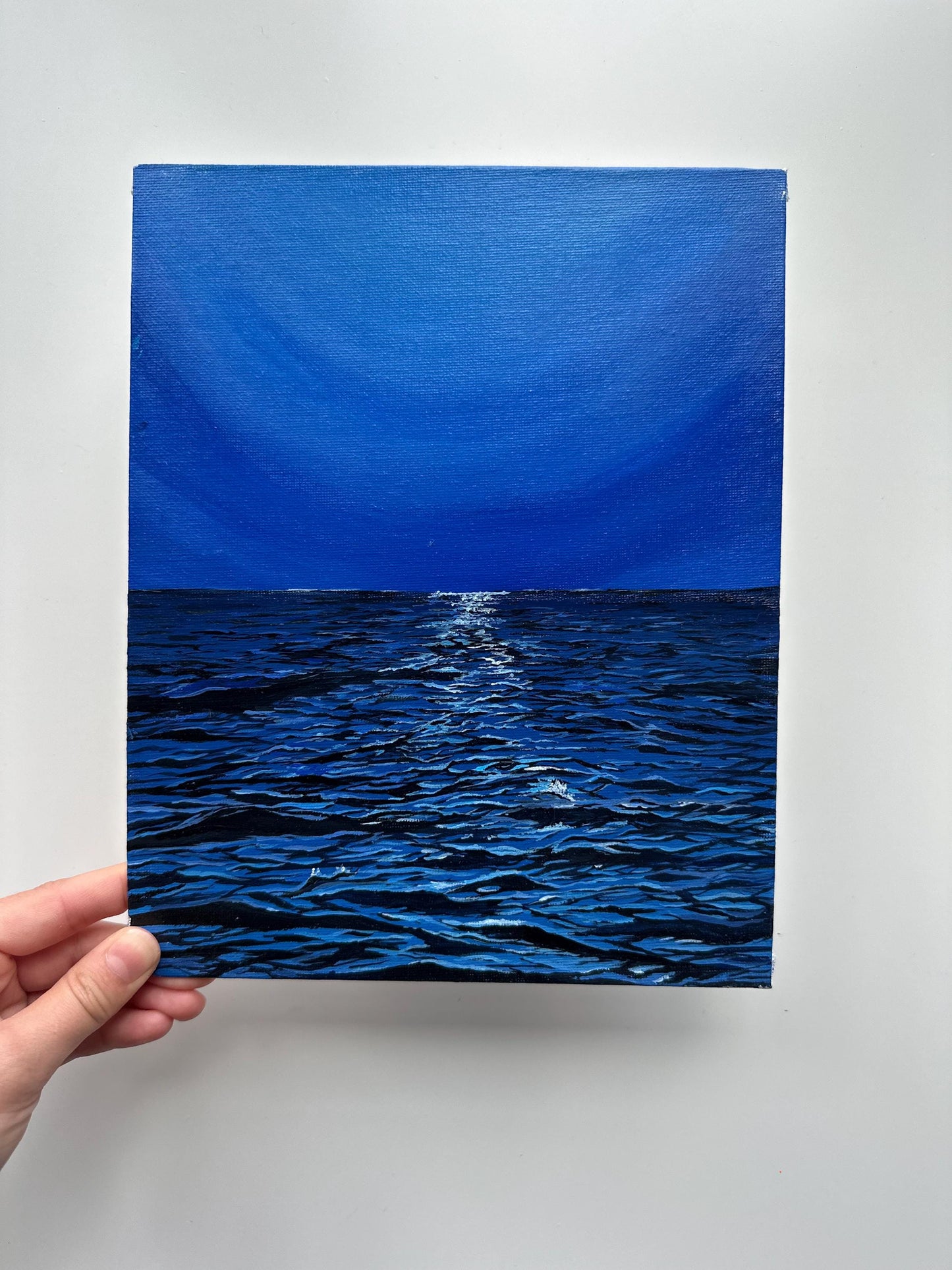 Ocean Glow – Original 8x10 Acrylic Seascape on Canvas Board