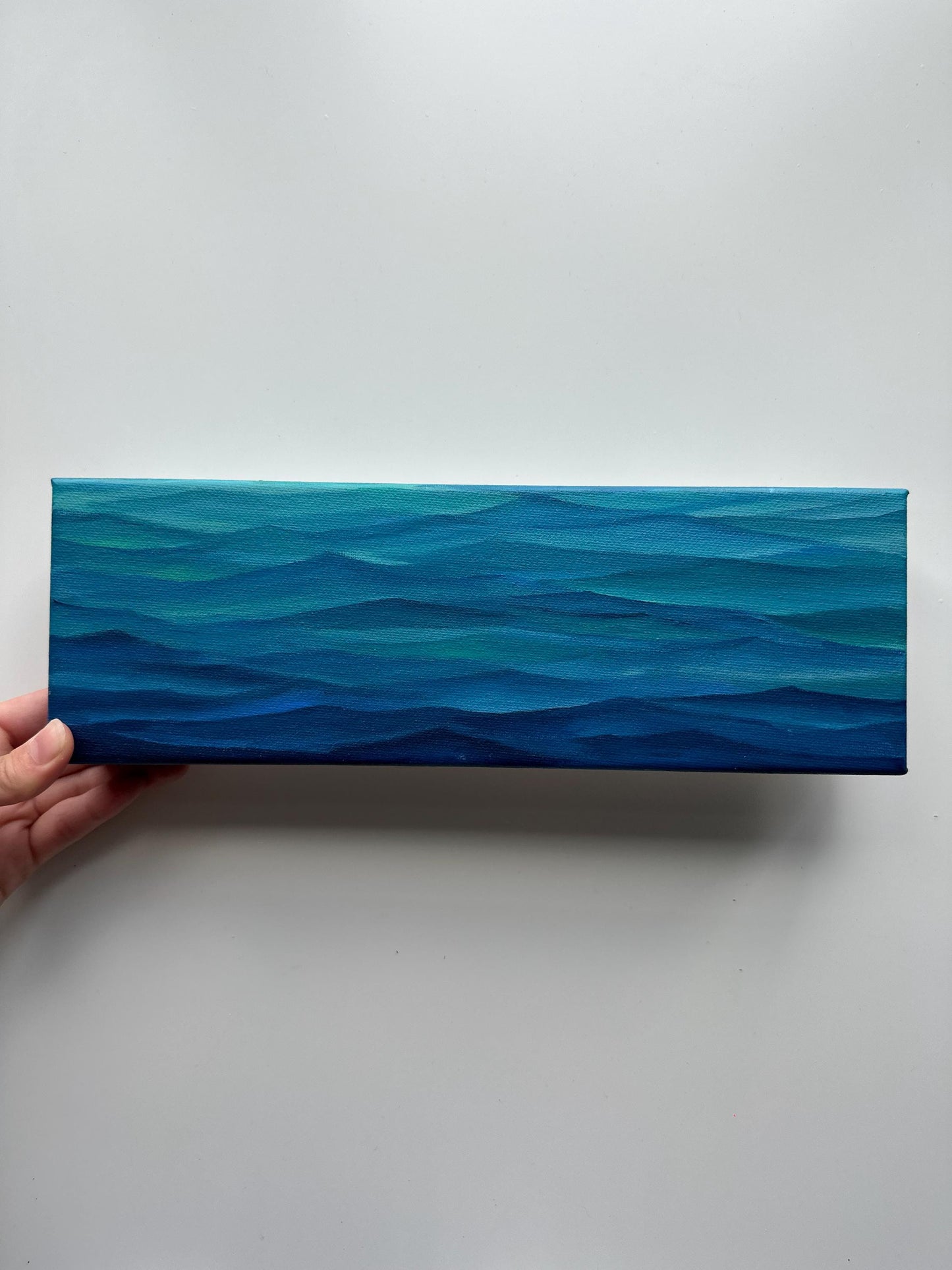 Quiet Currents – Original 4x12 Gallery Wrapped Acrylic Ocean Painting