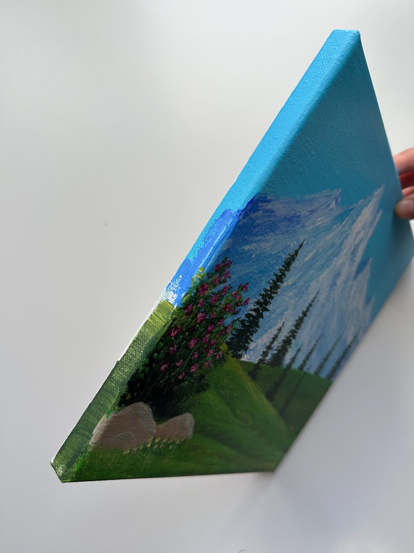 Snowy Mountain Landscape – Original 10x10 Acrylic Painting on Canvas