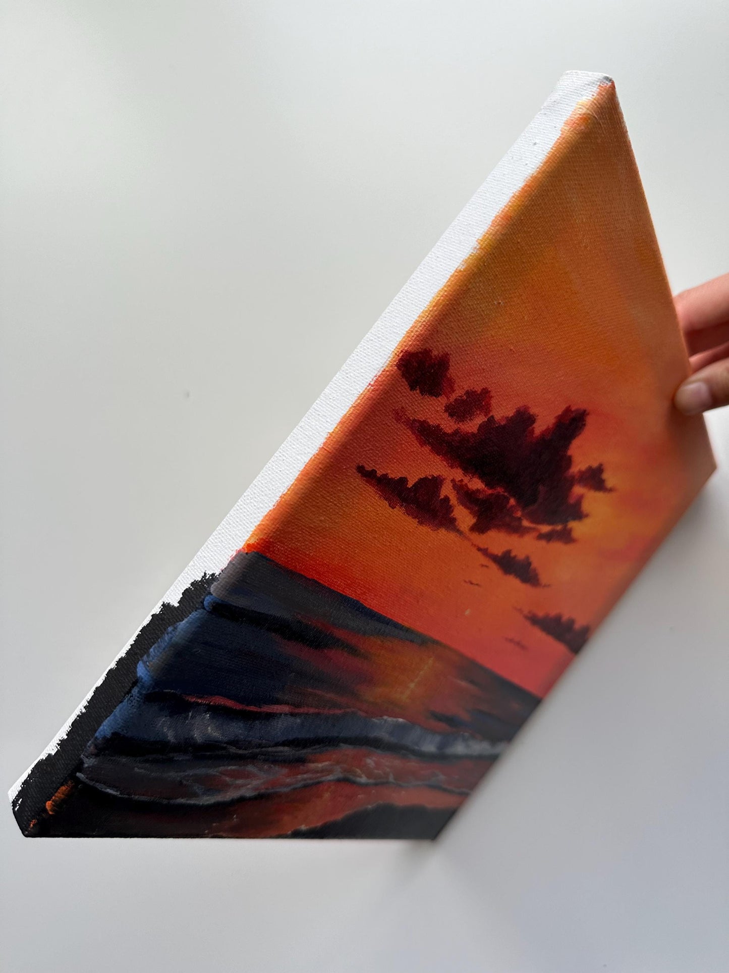 Sunset Over Waves – Original 10x10 Seascape Painting on Canvas