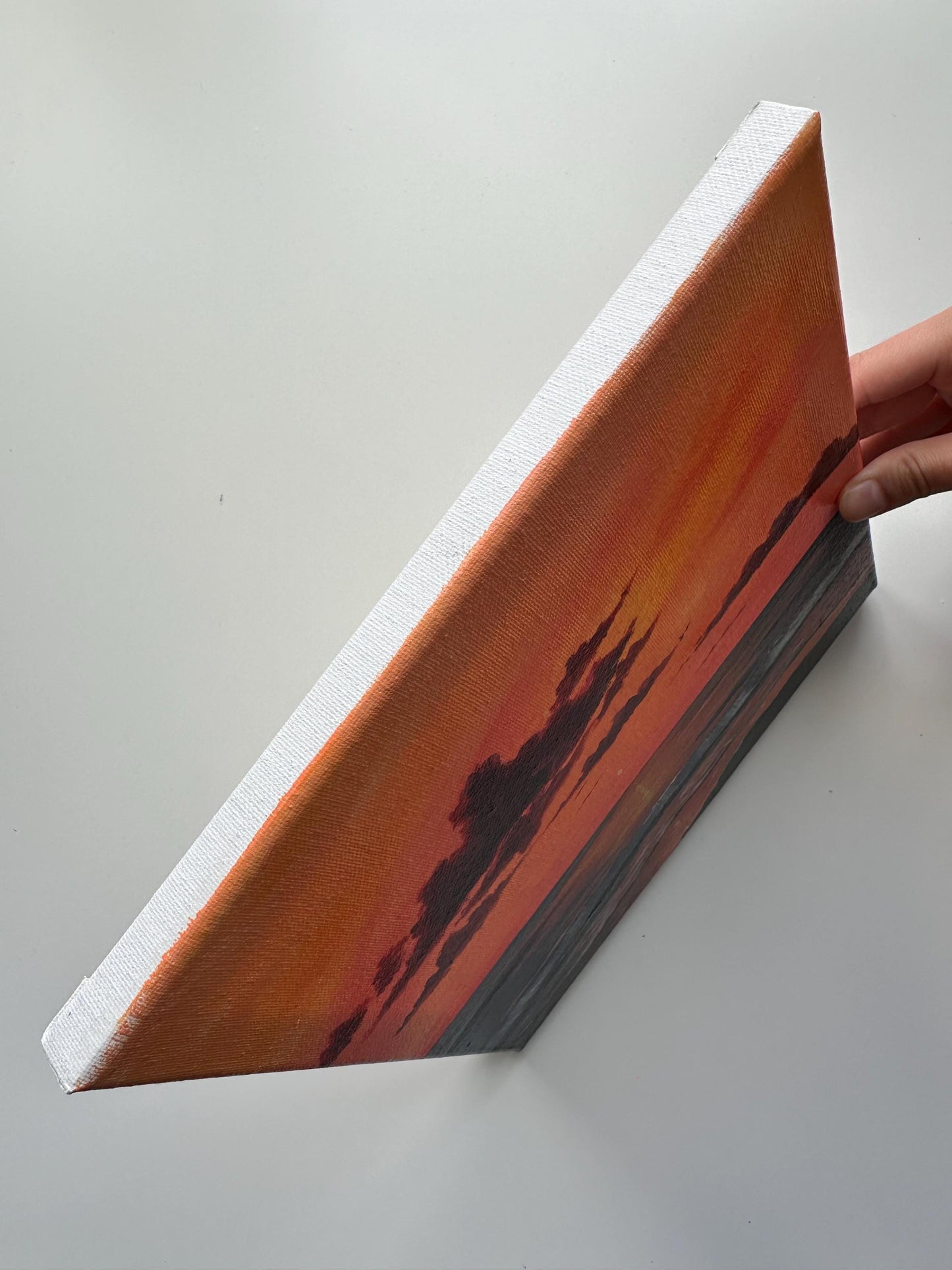 Sunset Over Waves – Original 10x10 Seascape Painting on Canvas