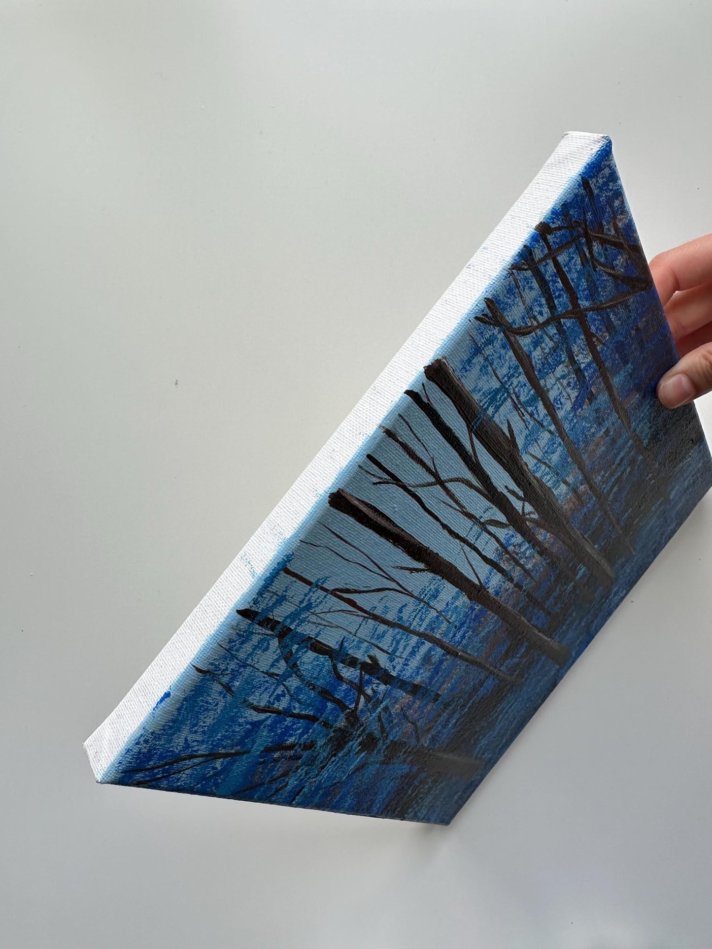 Blue Forest at Dusk – Original 10x10 Acrylic Painting