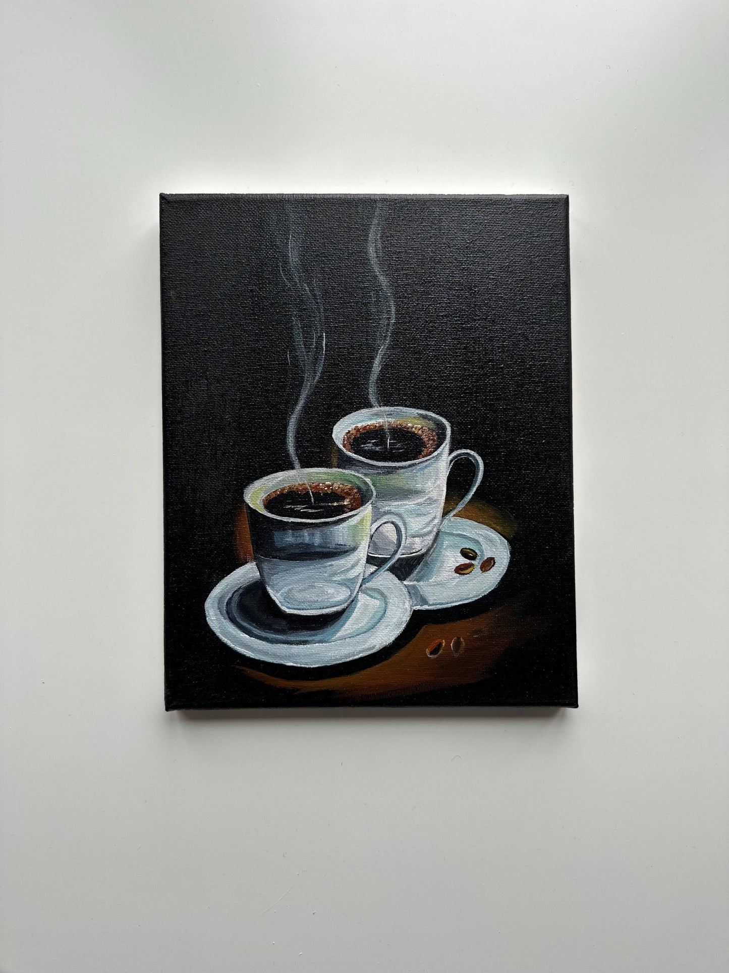 Two Cups of Coffee – Original 8x10 Acrylic Painting for Coffee Lovers