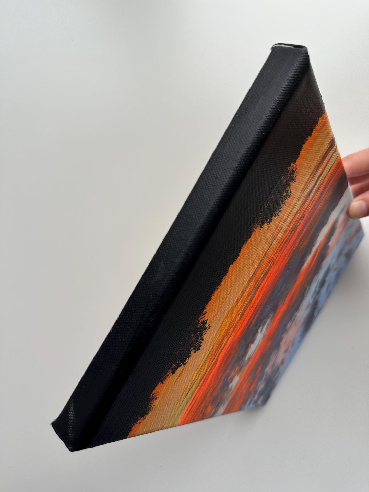 Original Sunset Sky Painting – 8x10 Cloudscape Wall Art – Orange & Red Evening Clouds