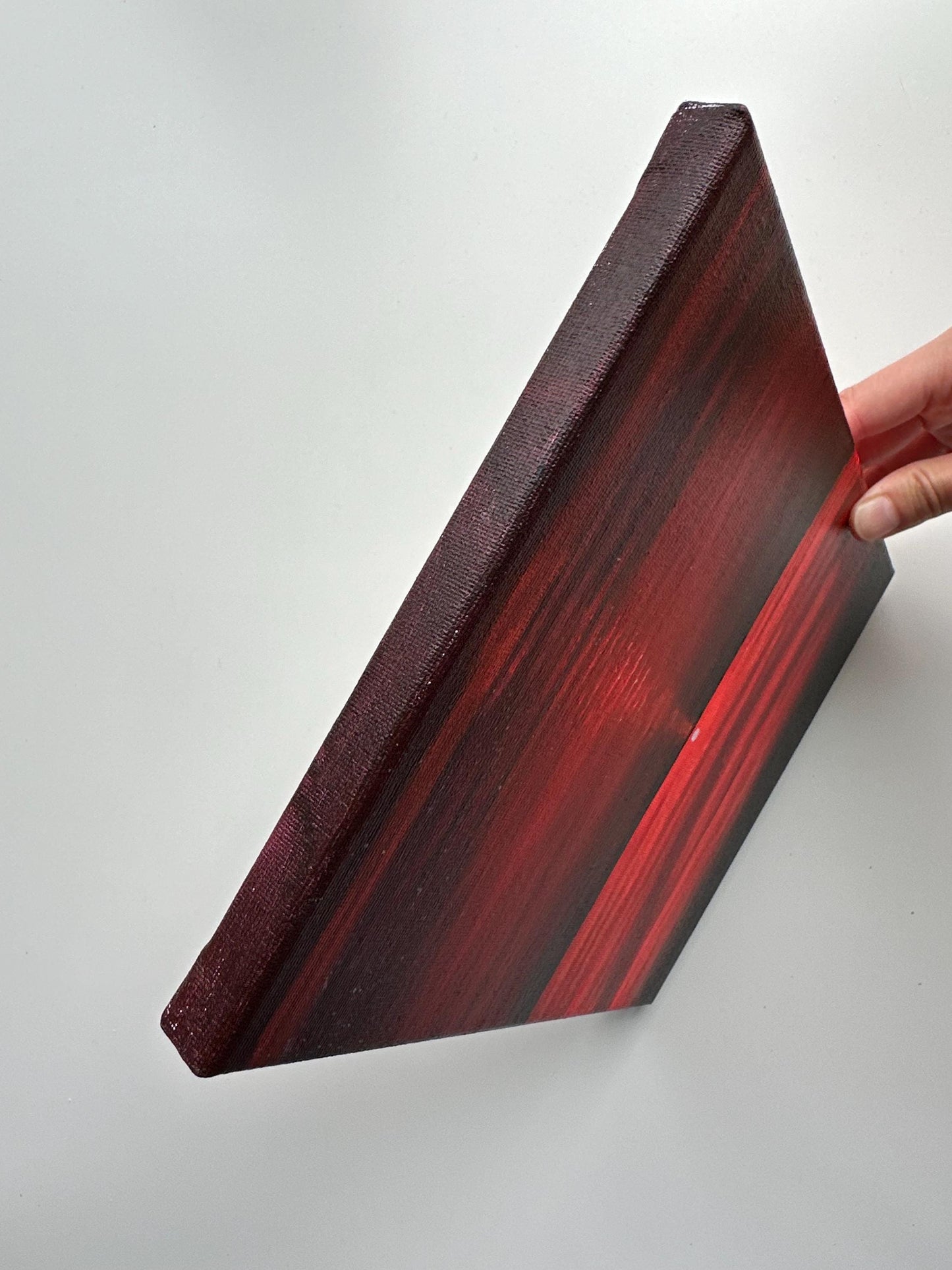 Original Red Sunset Seascape Painting – 8x10 Acrylic Art