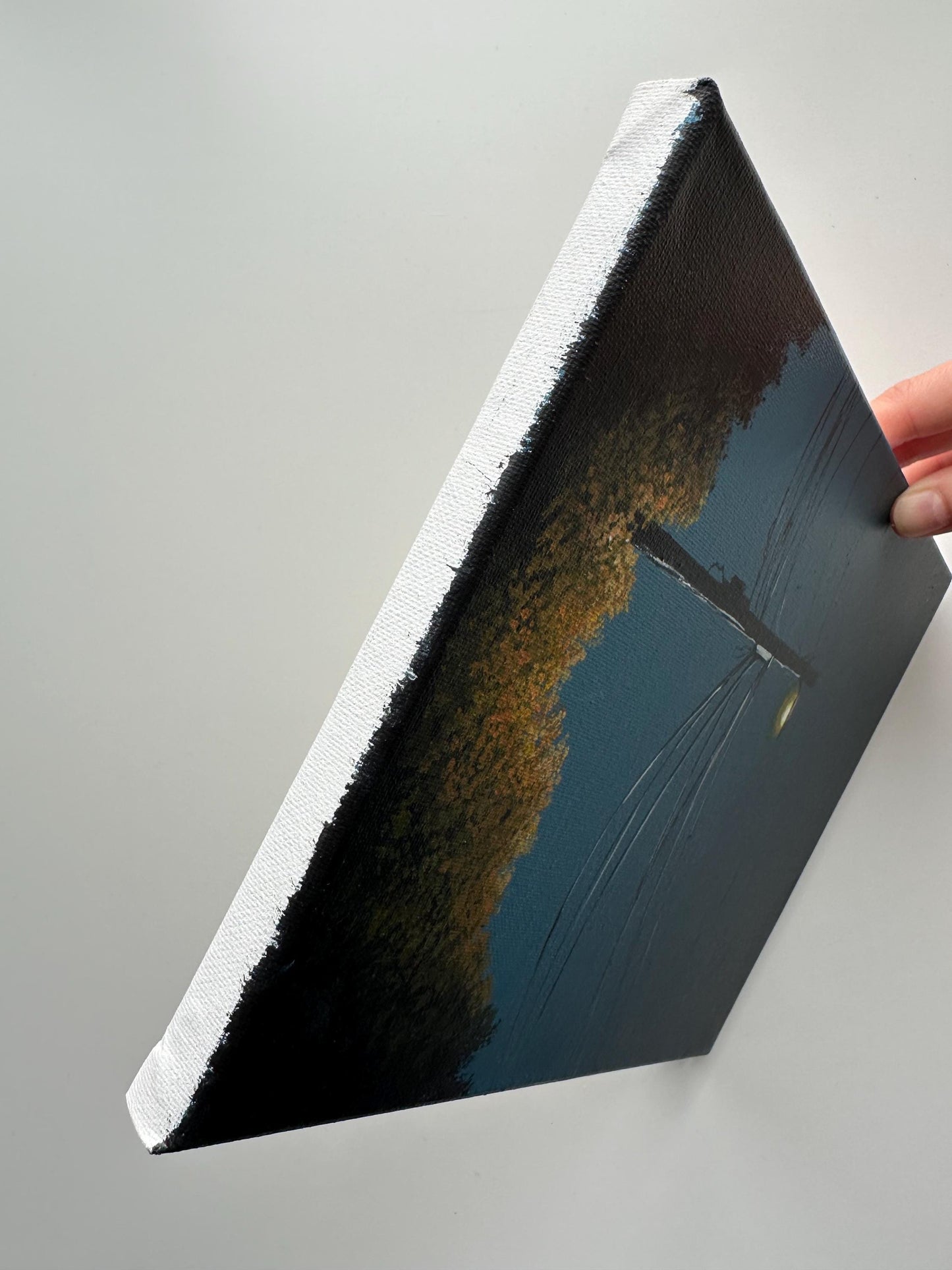 Streetlight at Dusk – 8x10 Night Wall Art, Minimal Landscape Painting