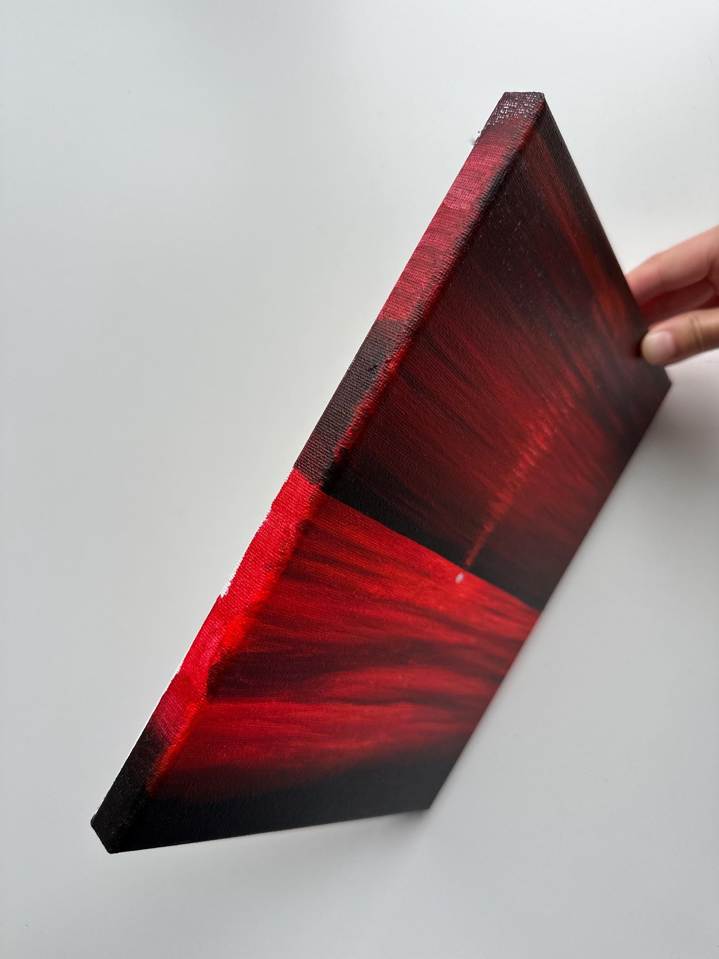 Original Red Sunset Seascape Painting – 8x10 Acrylic Art