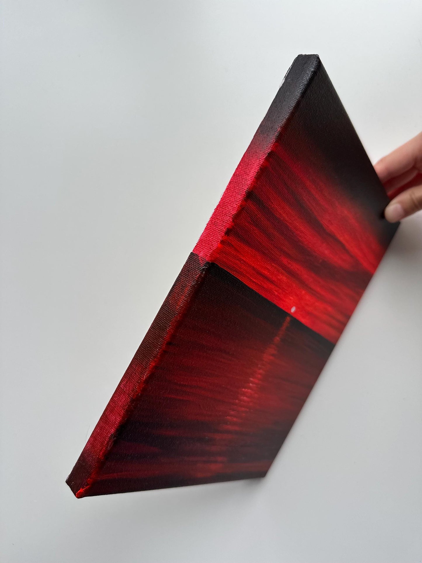 Original Red Sunset Seascape Painting – 8x10 Acrylic Art