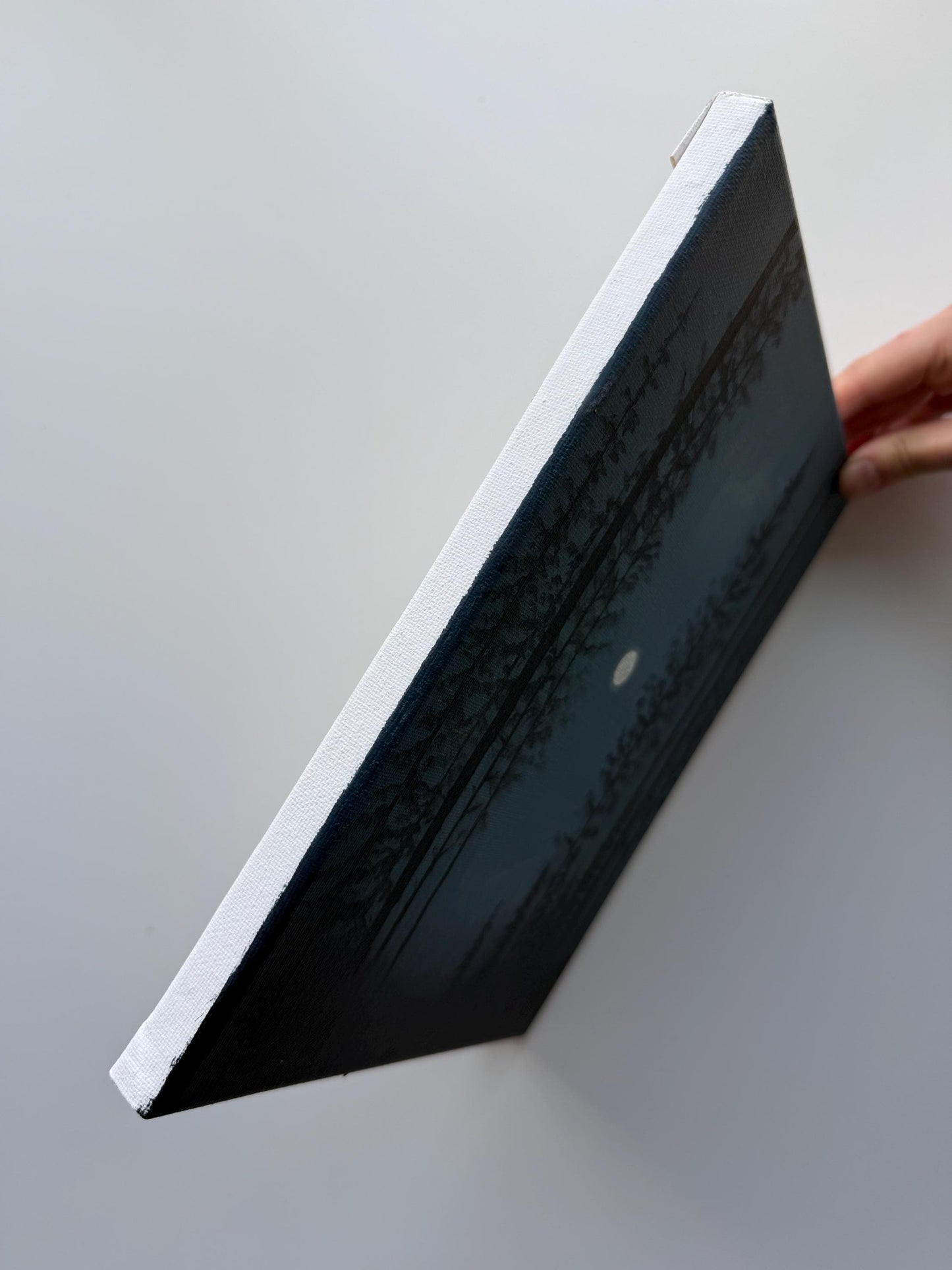 Original Acrylic Moonlit Forest Painting | Misty Night Landscape, Moody Wall Art 8x10