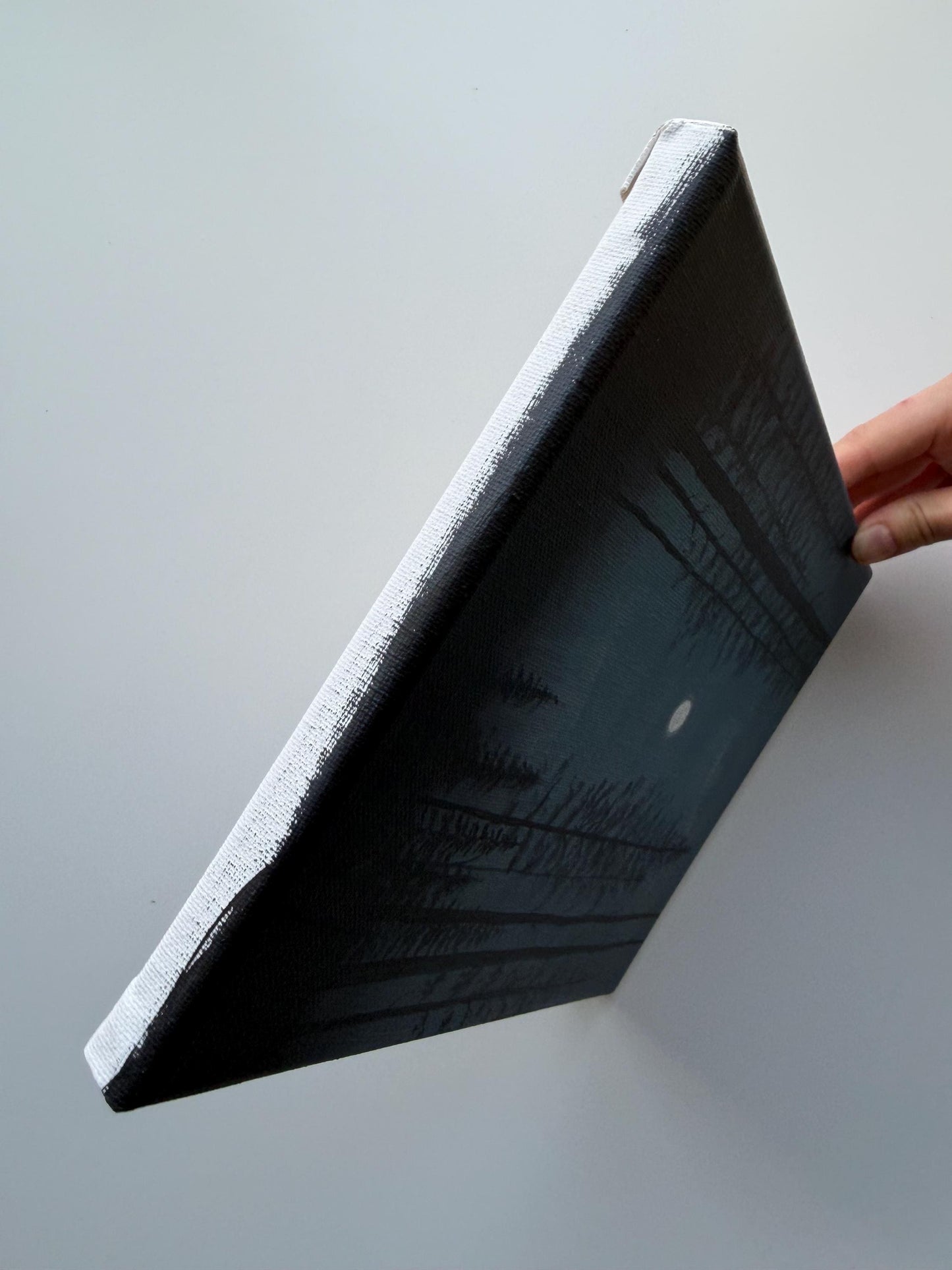 Original Acrylic Moonlit Forest Painting | Misty Night Landscape, Moody Wall Art 8x10